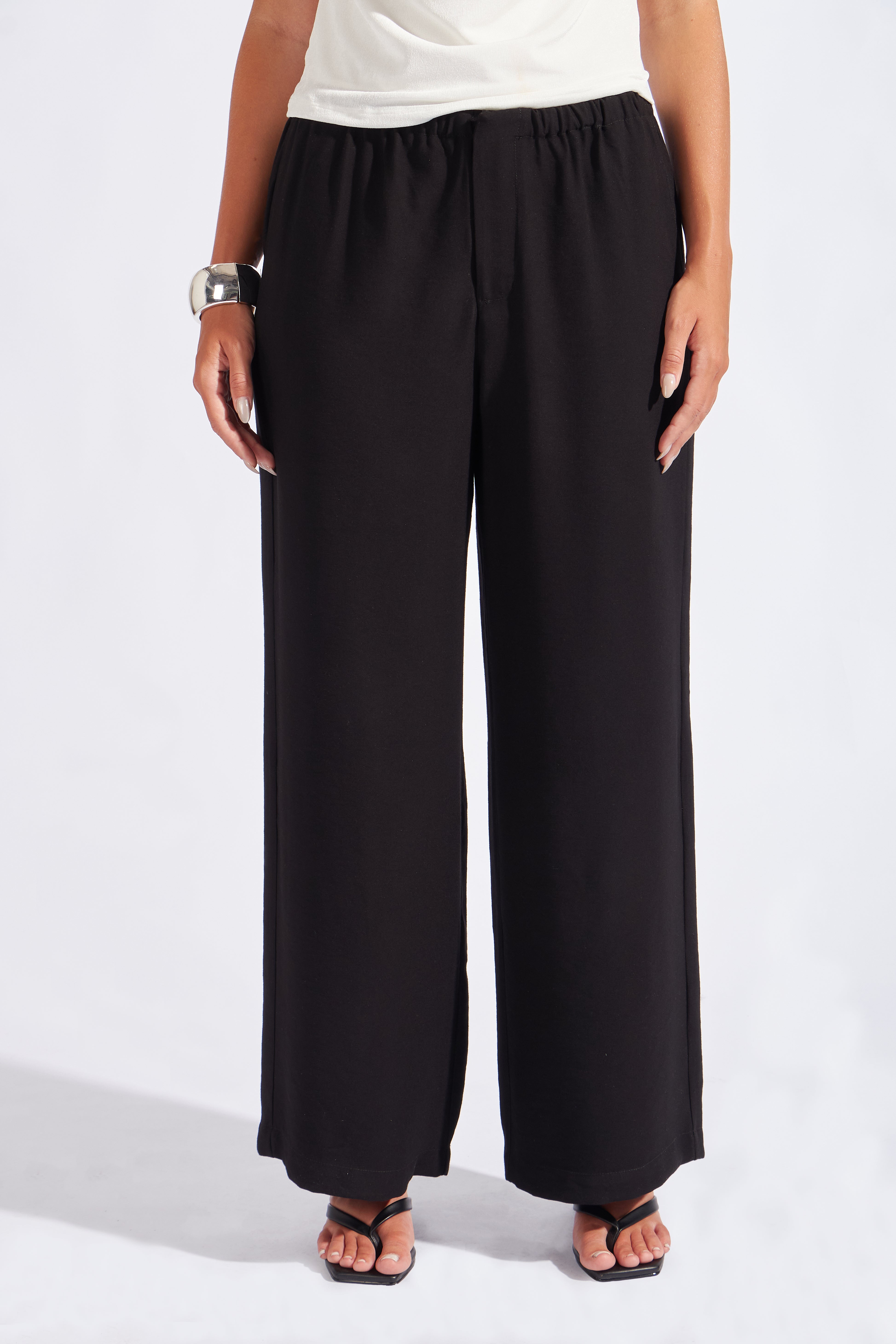 Pantalón Recto Pliegues - Negro