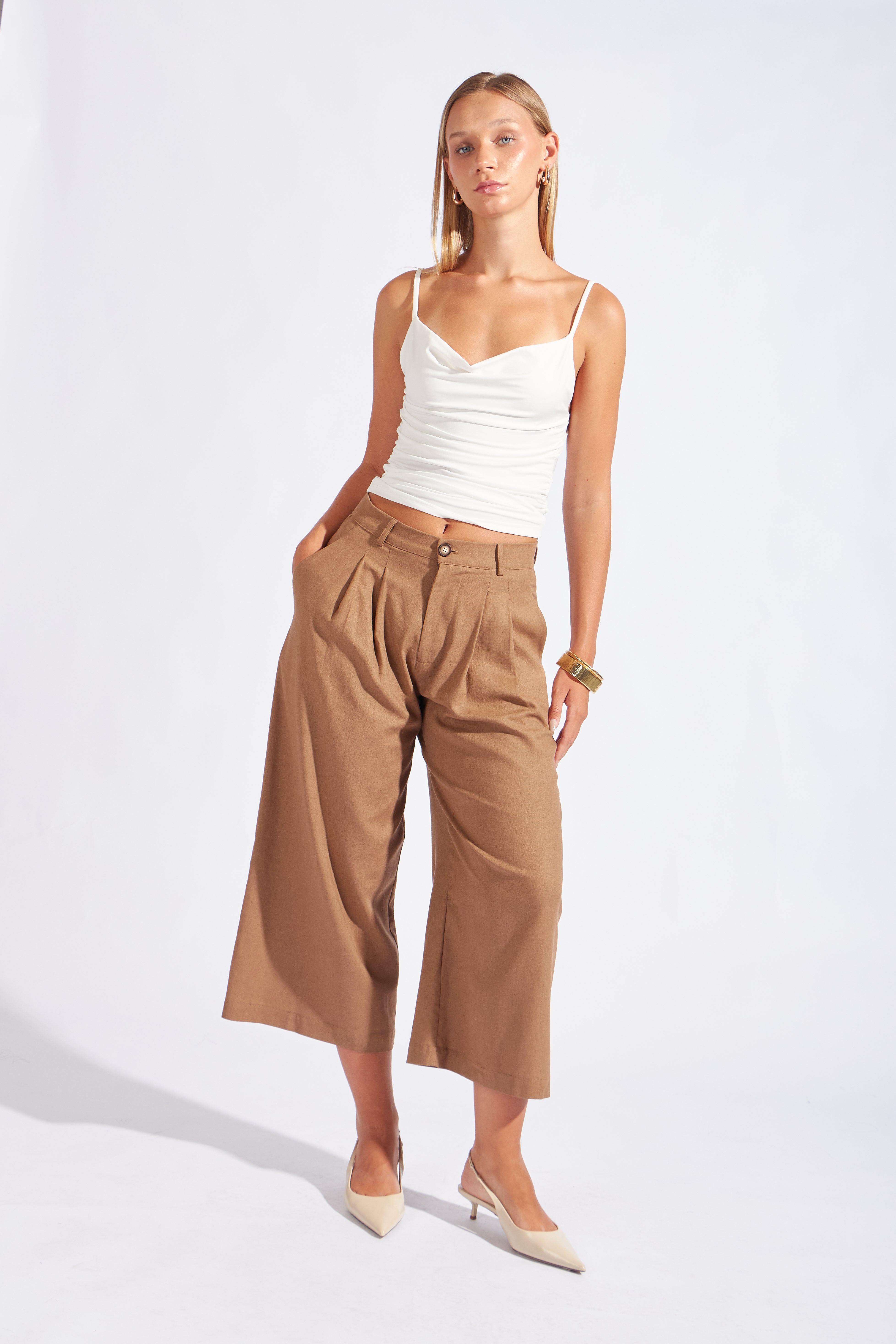 Pantalón Culotte con Pliegues - Toffe