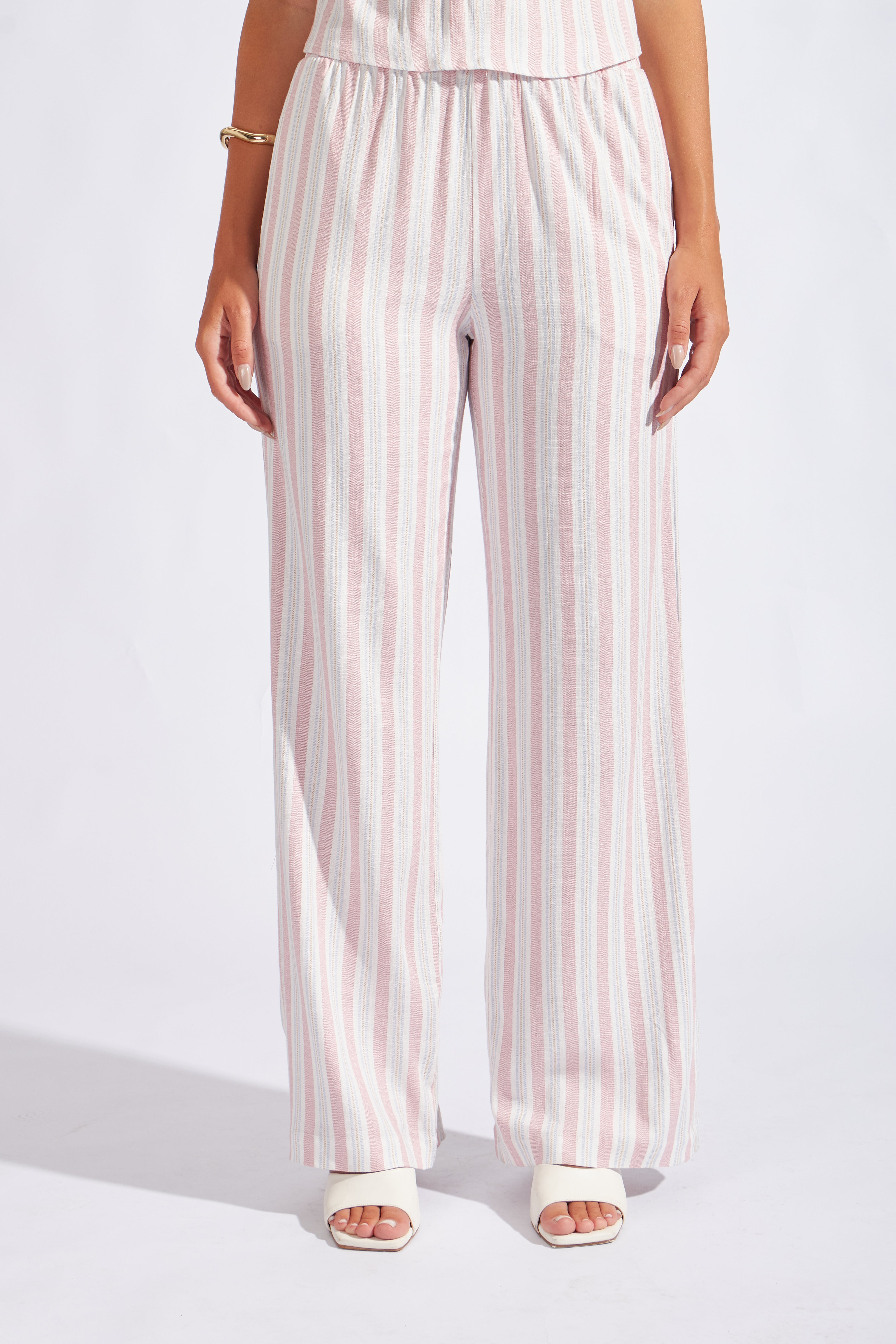 Pantalón Fluido Listado - Palo Rosa