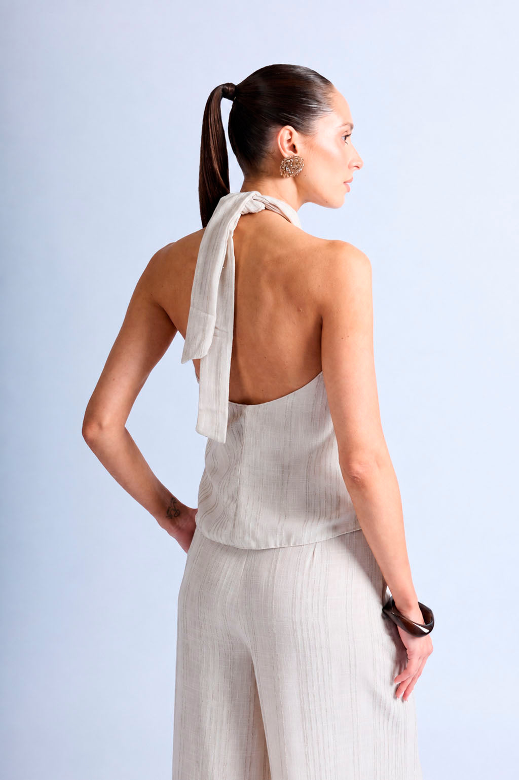 Blusa Cruzada Halter - Sand