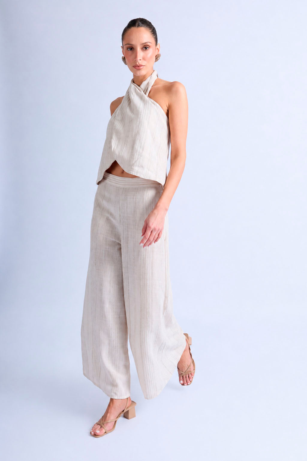 Pantalón Fluido Print Rayas - Sand