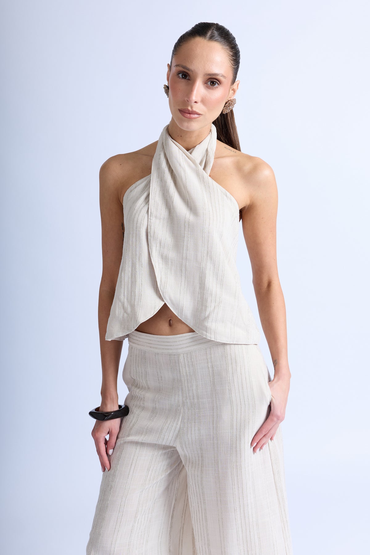 Blusa Cruzada Halter - Sand