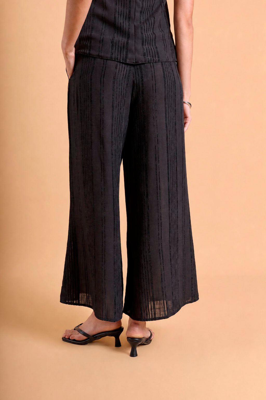 Pantalón Fluido Print Rayas - Negro