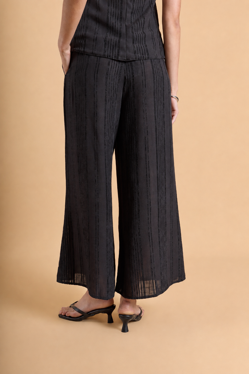 Pantalón Fluido Print Rayas - Negro