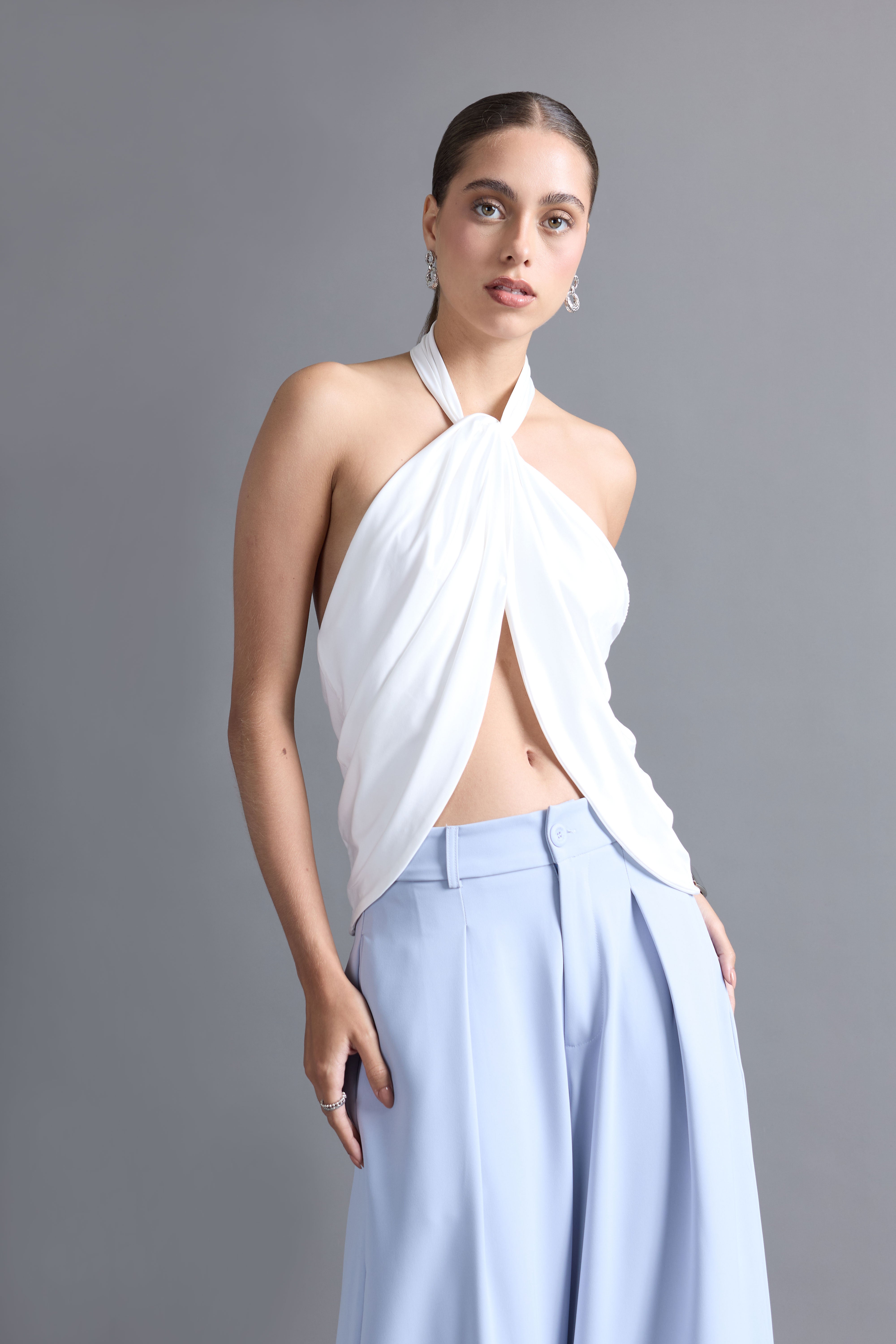 Top Cuello Cruzado - Perla