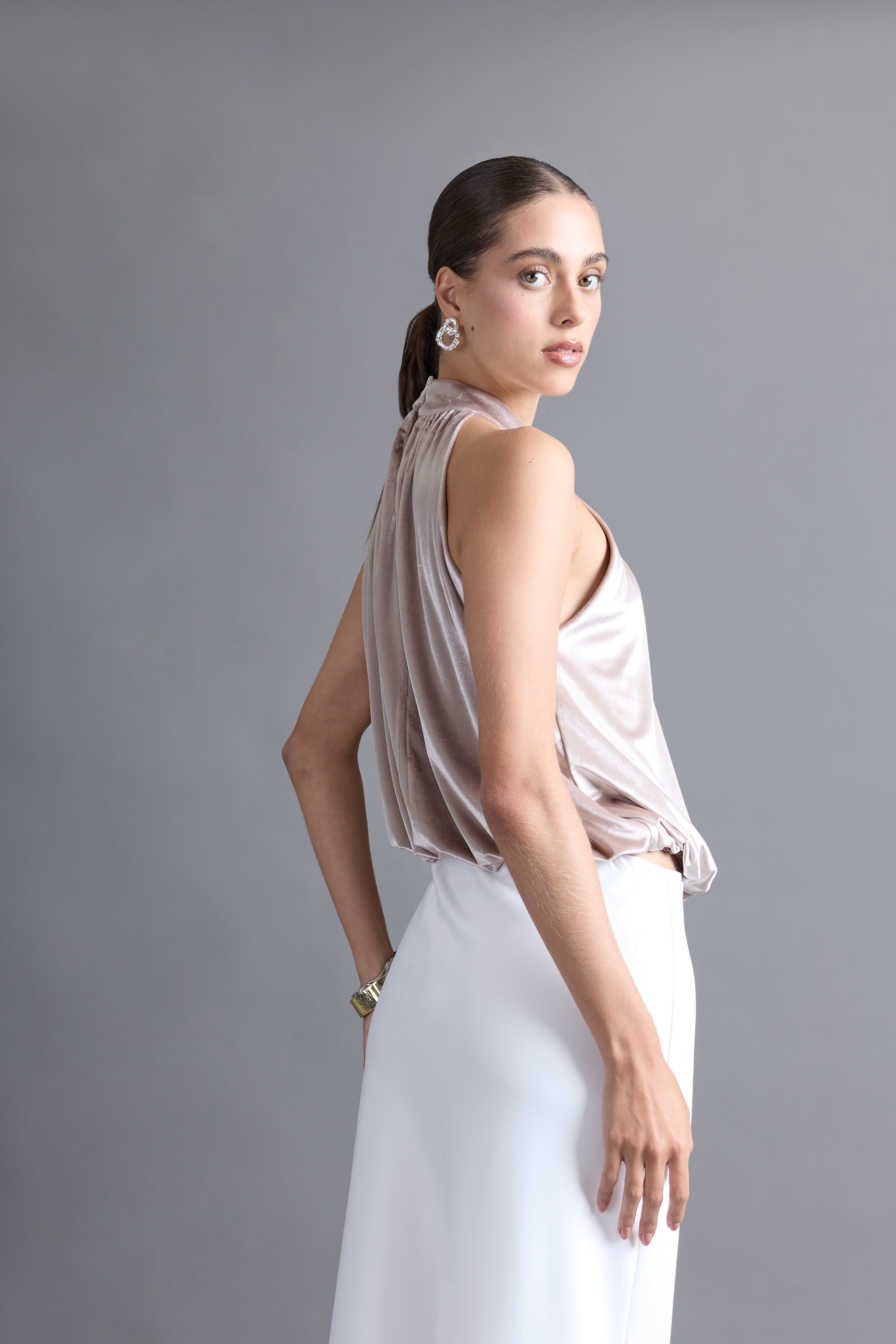 Blusa Halter Globo - Champagne