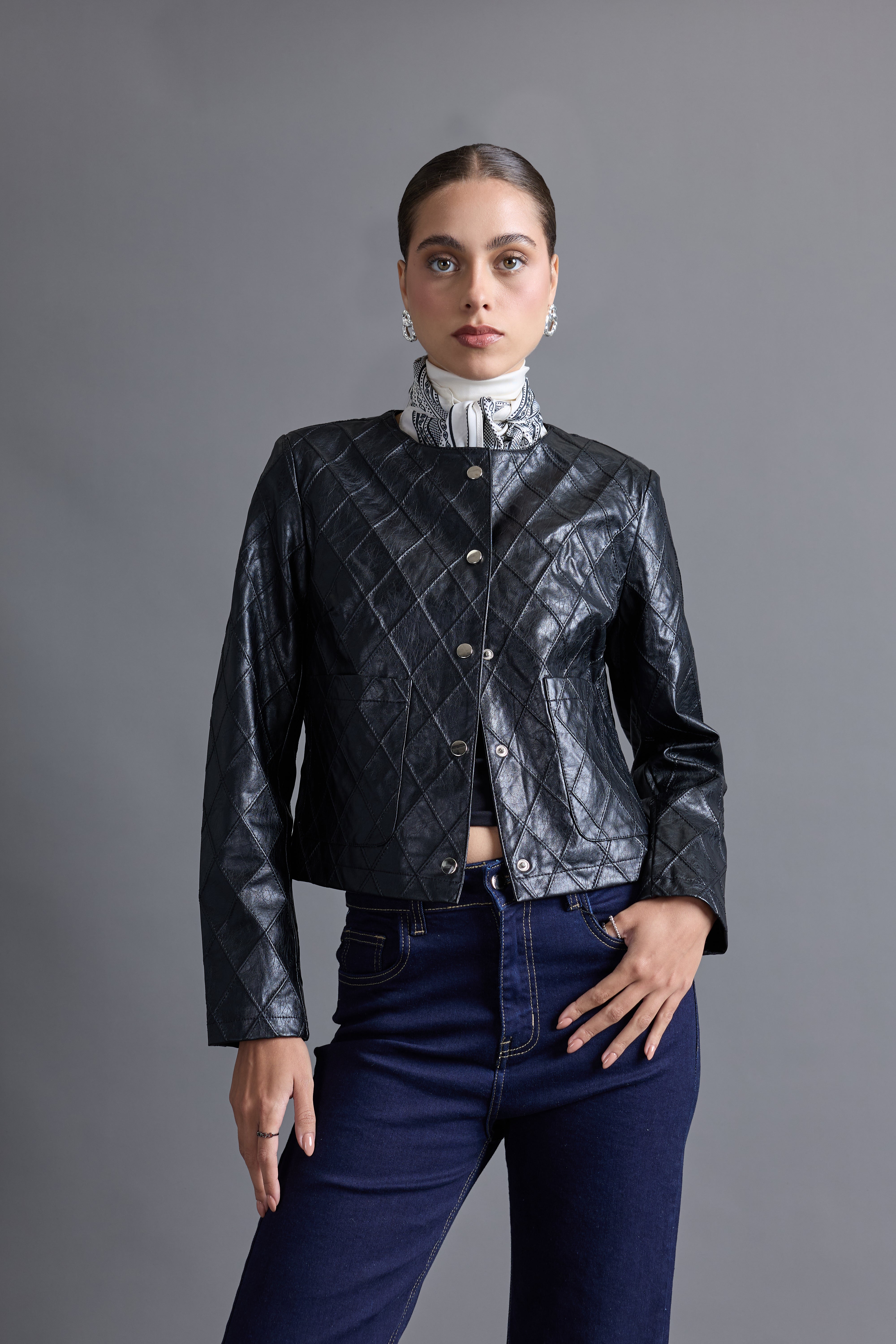 Casaca Slim Leather - Negro