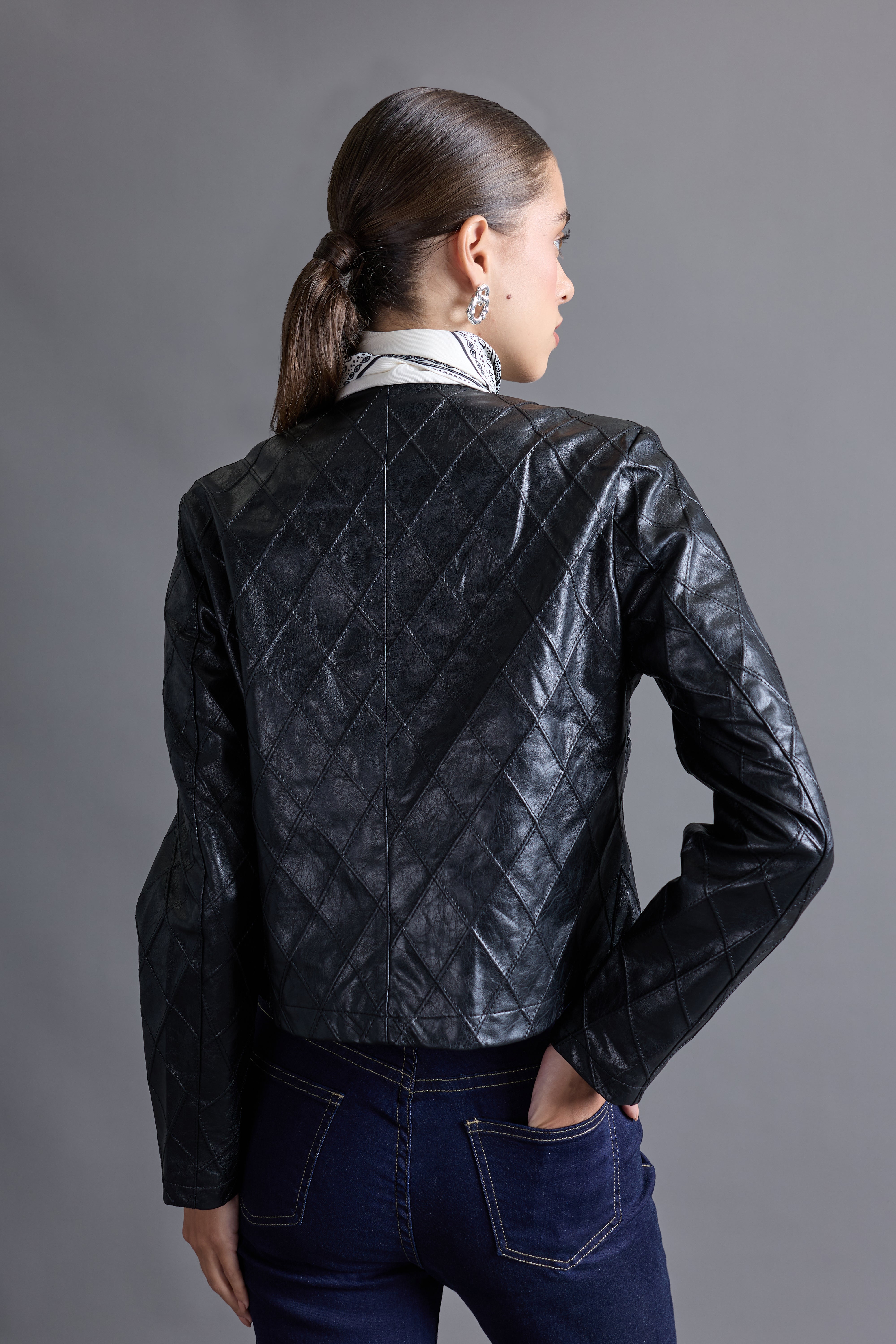 Casaca Slim Leather - Negro