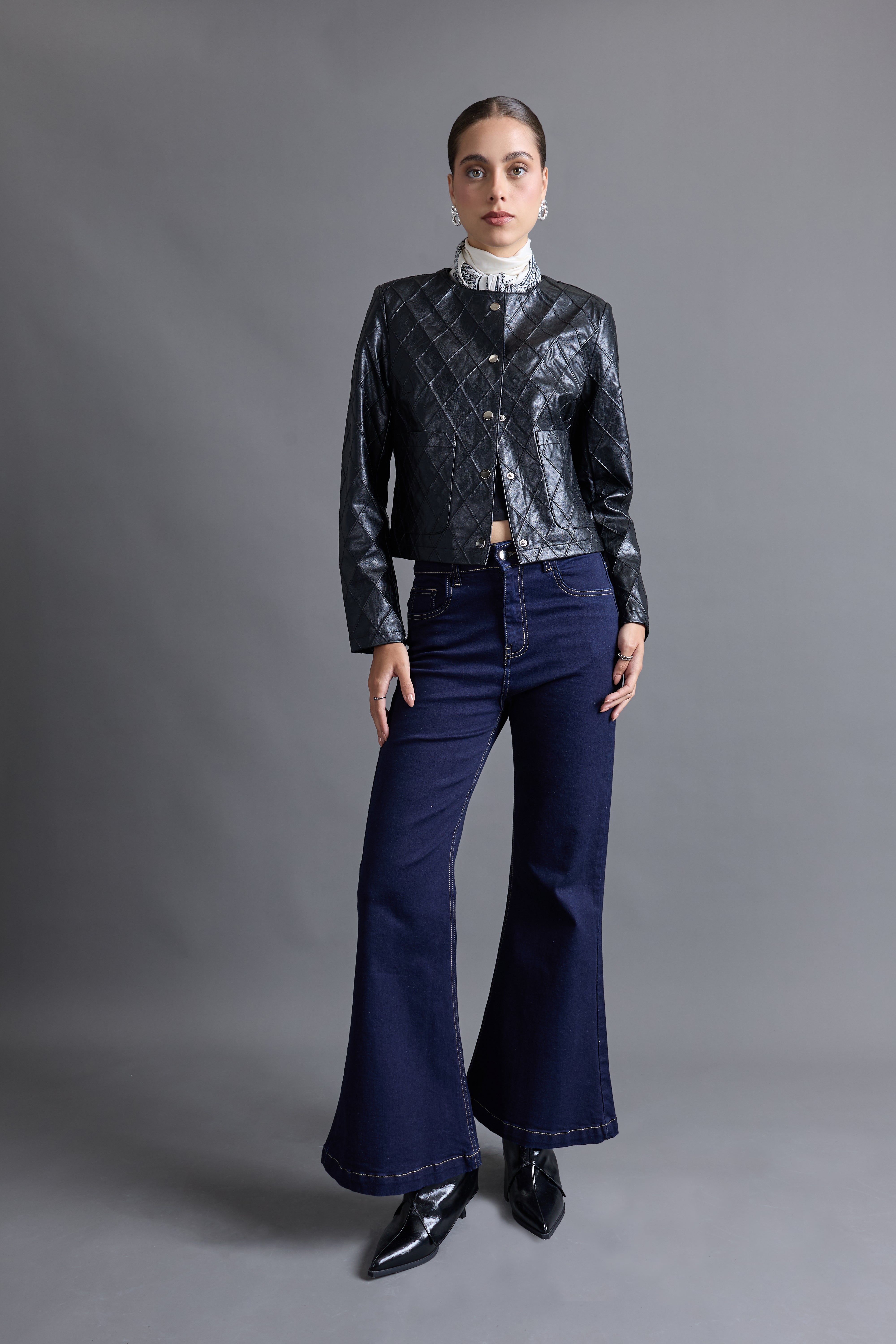 Casaca Slim Leather - Negro