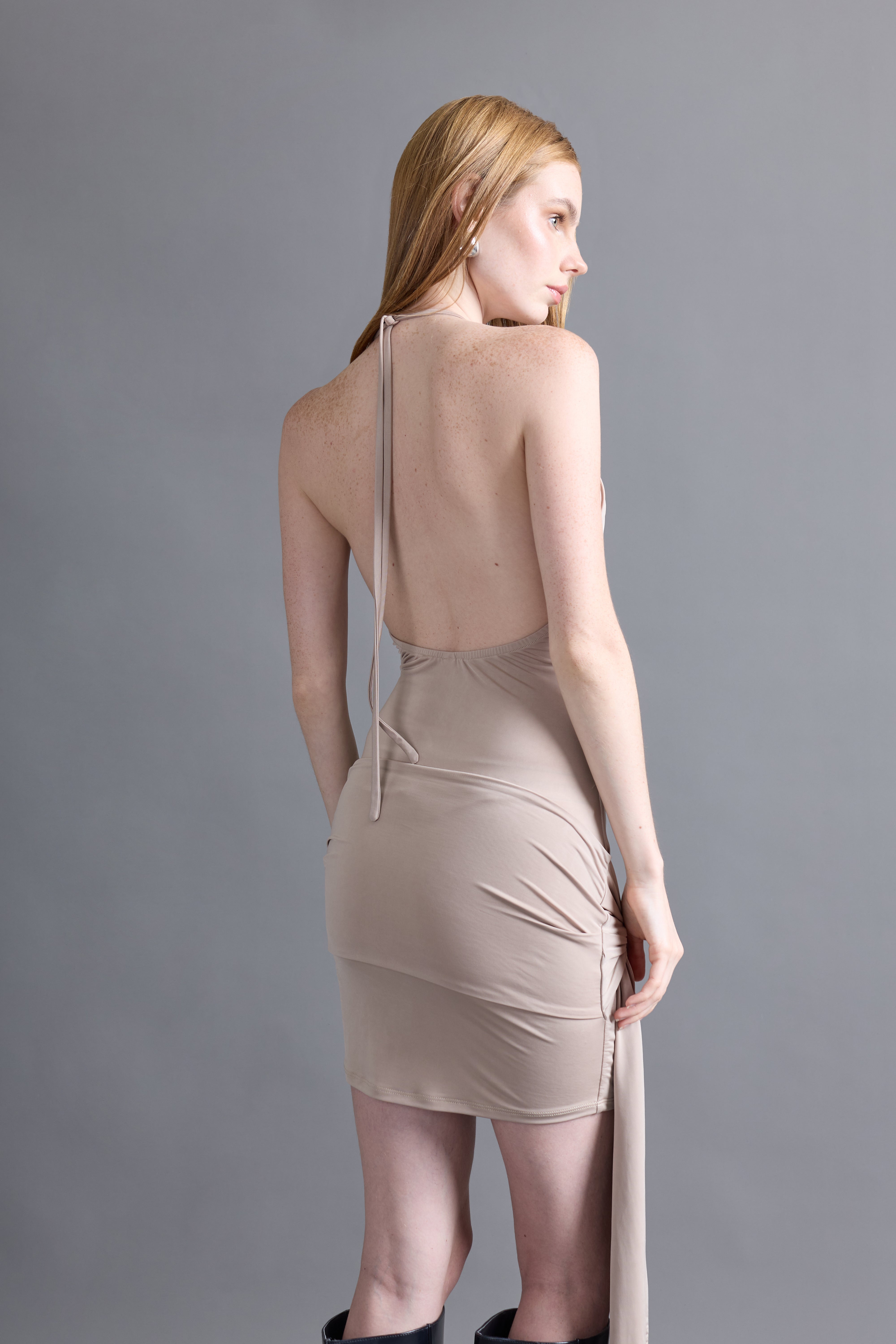 Vestido Corto Lazo - Beige