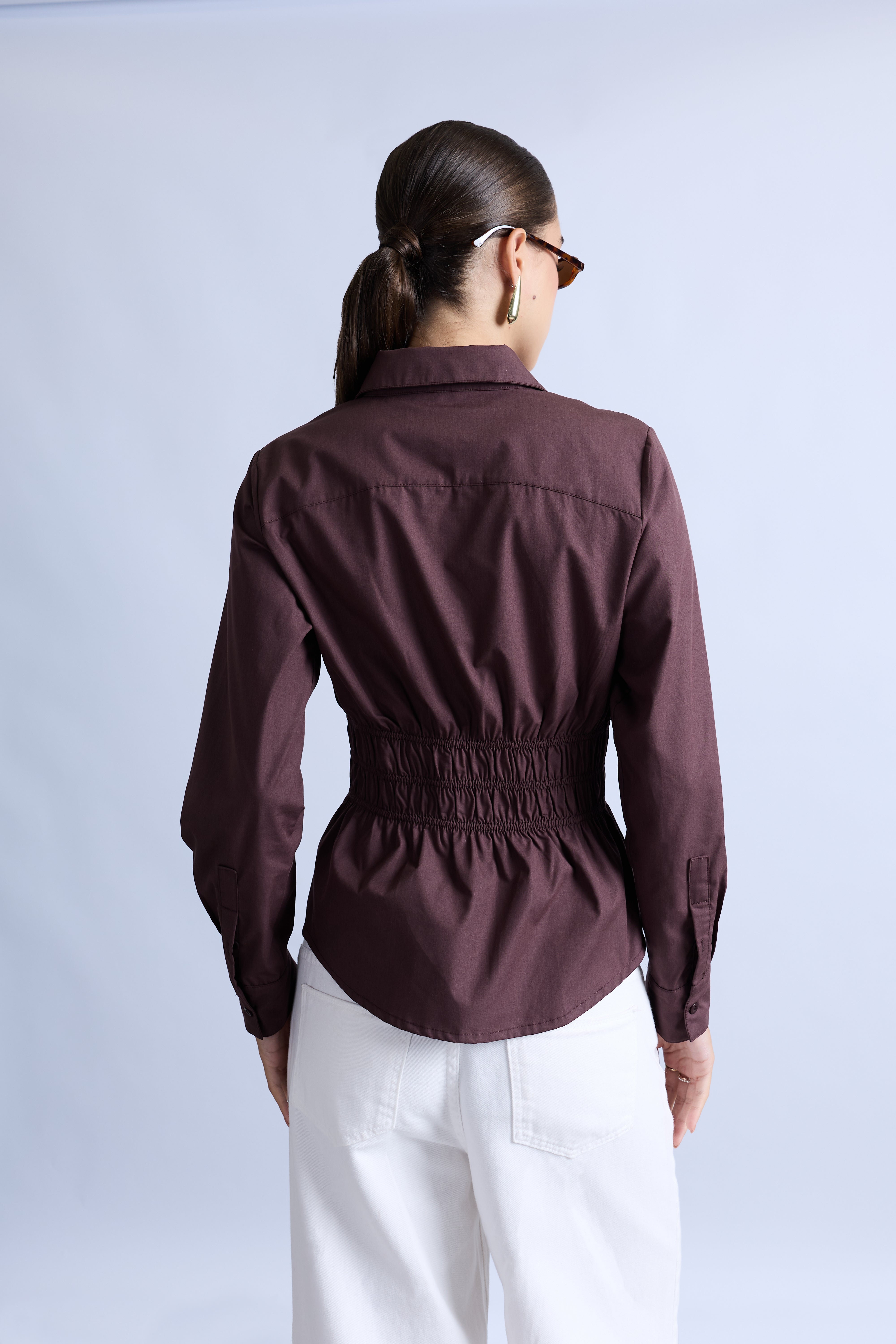 Blusa Clásica Cinturón - Marrón