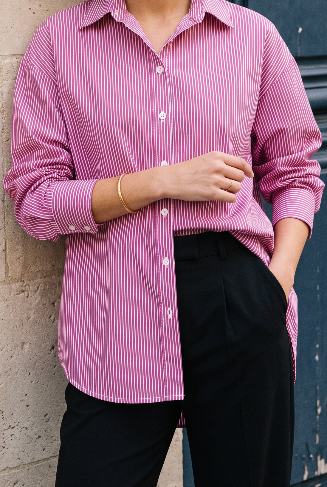 Blusa Oversize a Rayas - Rosado