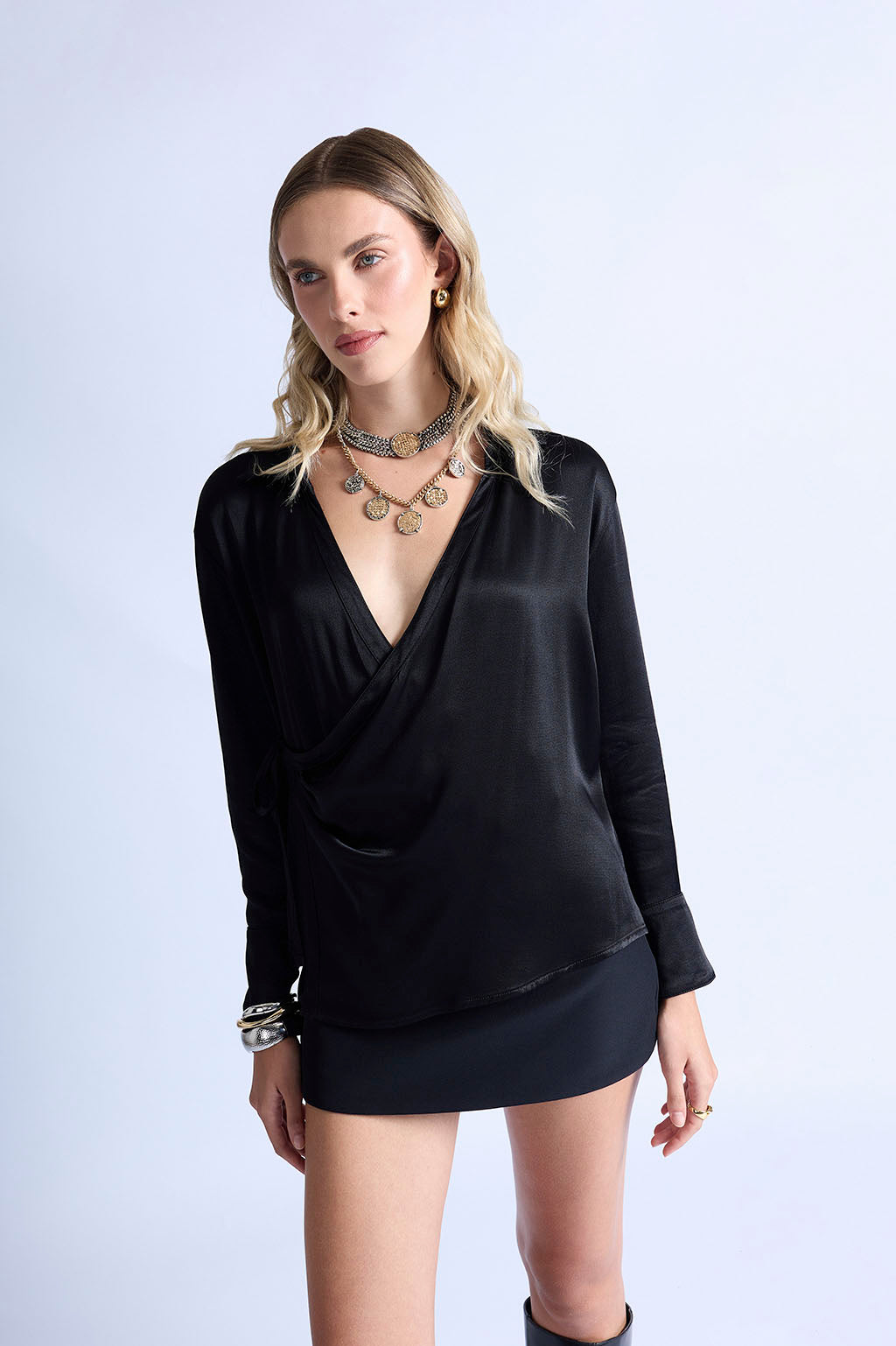 Top Drapeado Lateral - Negro