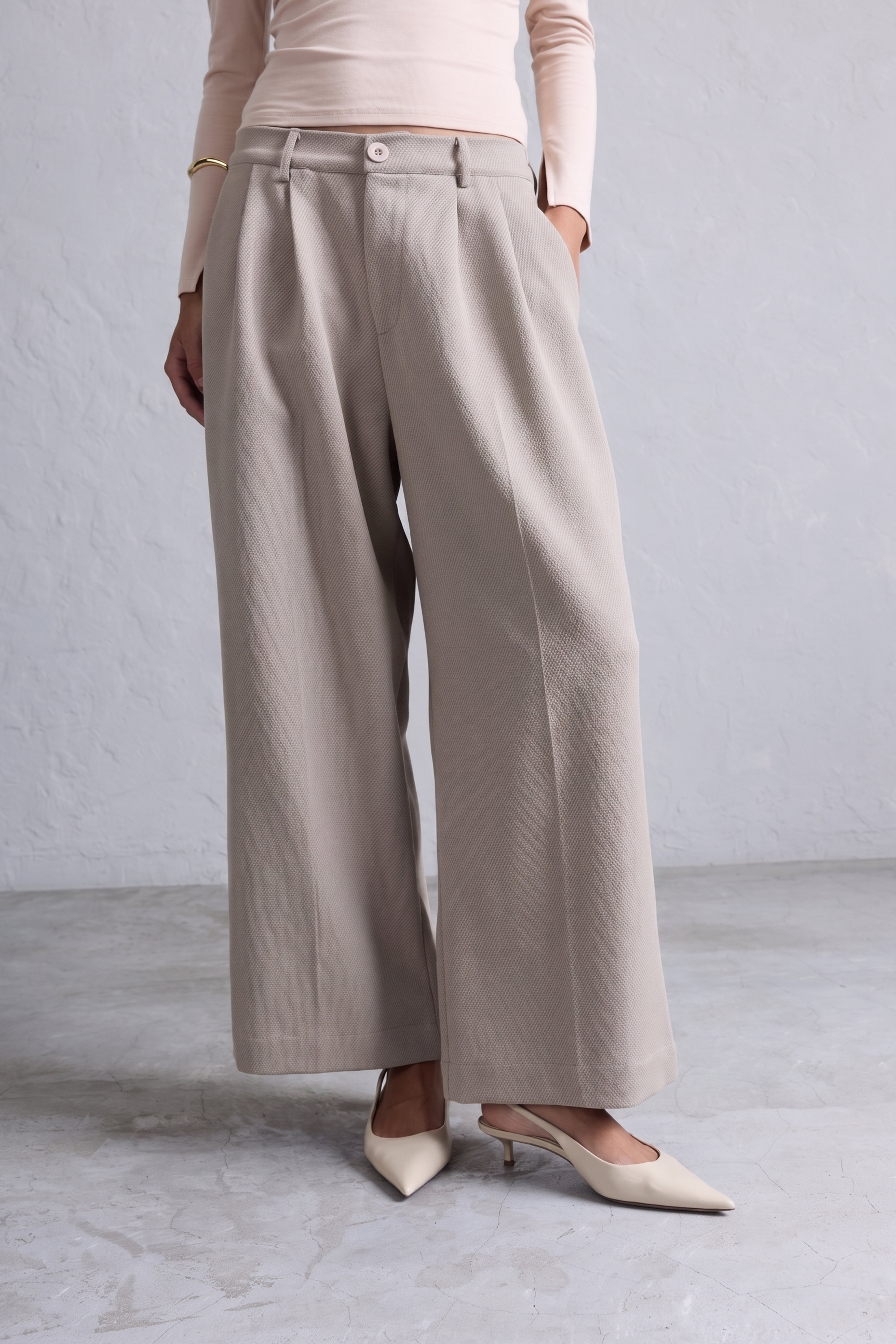 Pantalón Palazzo Pliegues - Arena