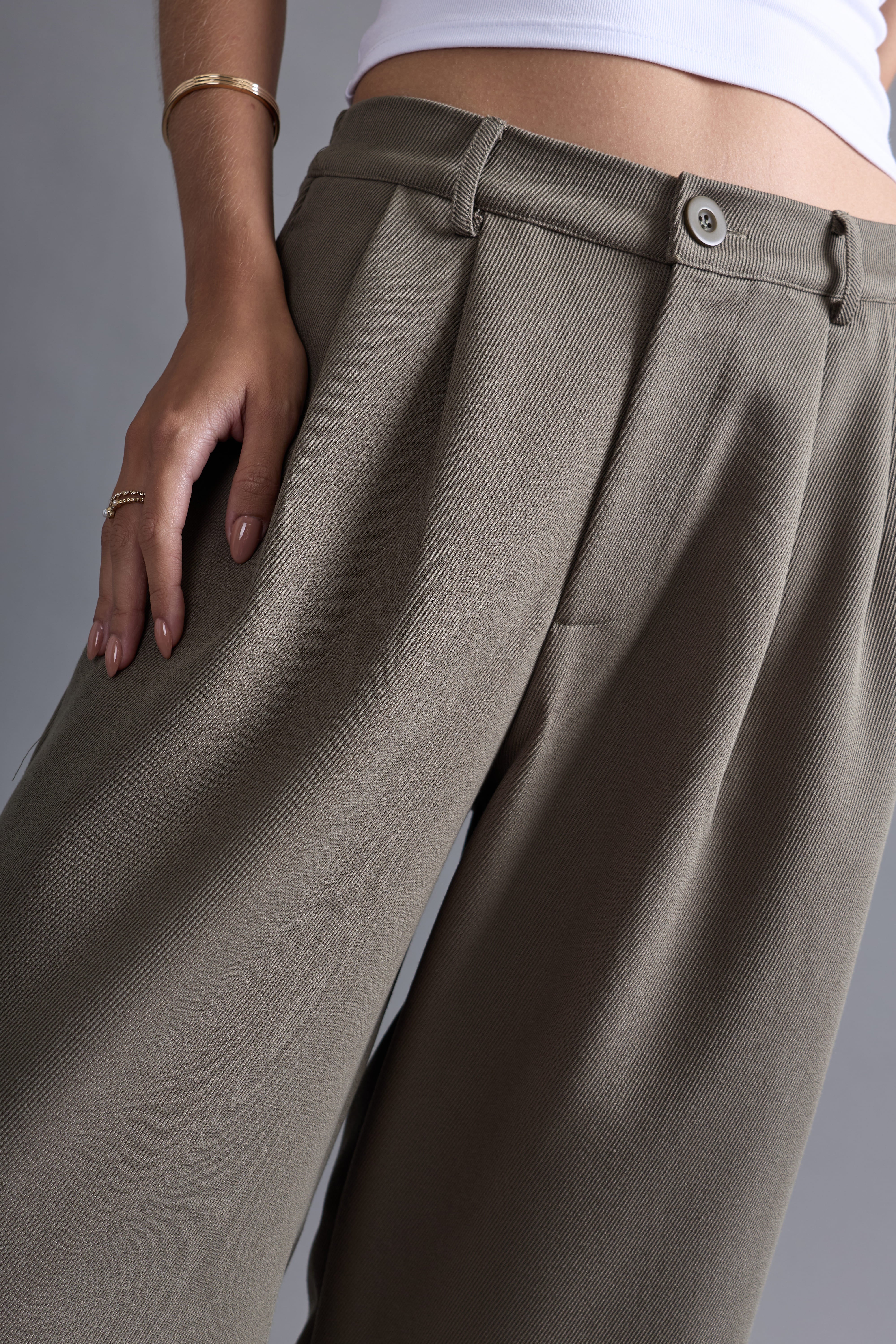 Pantalón Palazzo Pliegues - Verde Militar