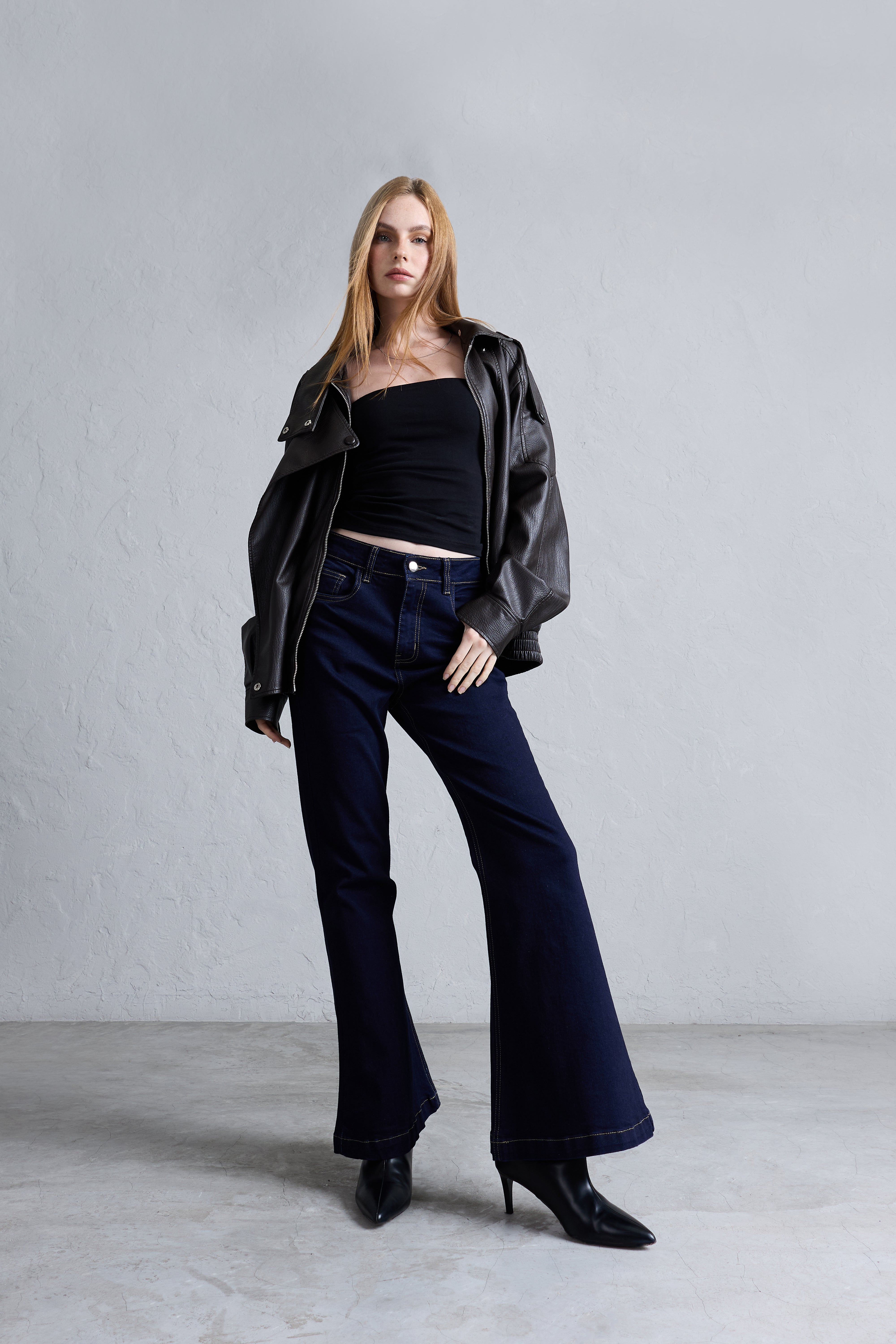 Pantalón Flare Tiro Alto - Azul Índigo
