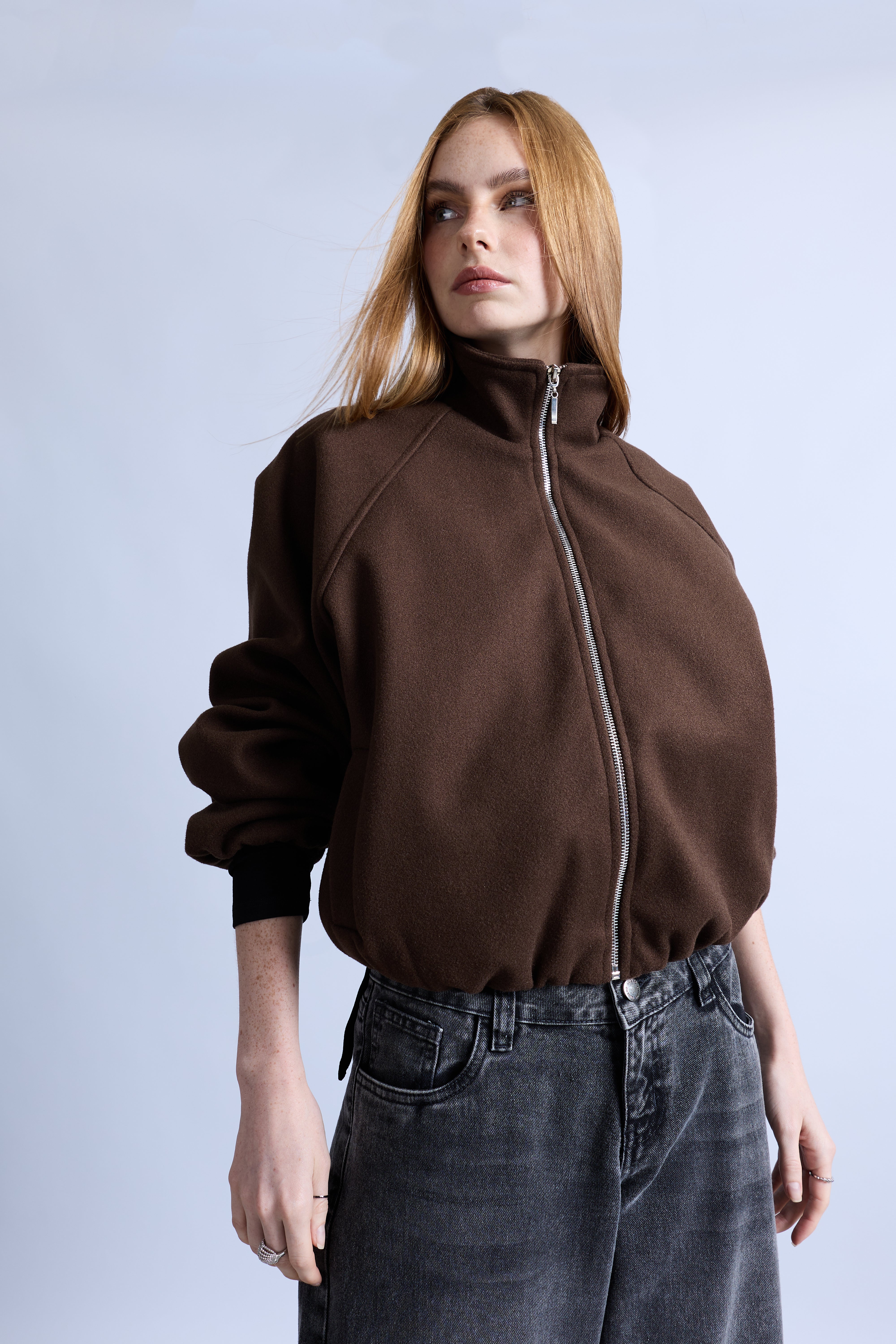 Casaca Bomber Manga Raglán - Marrón