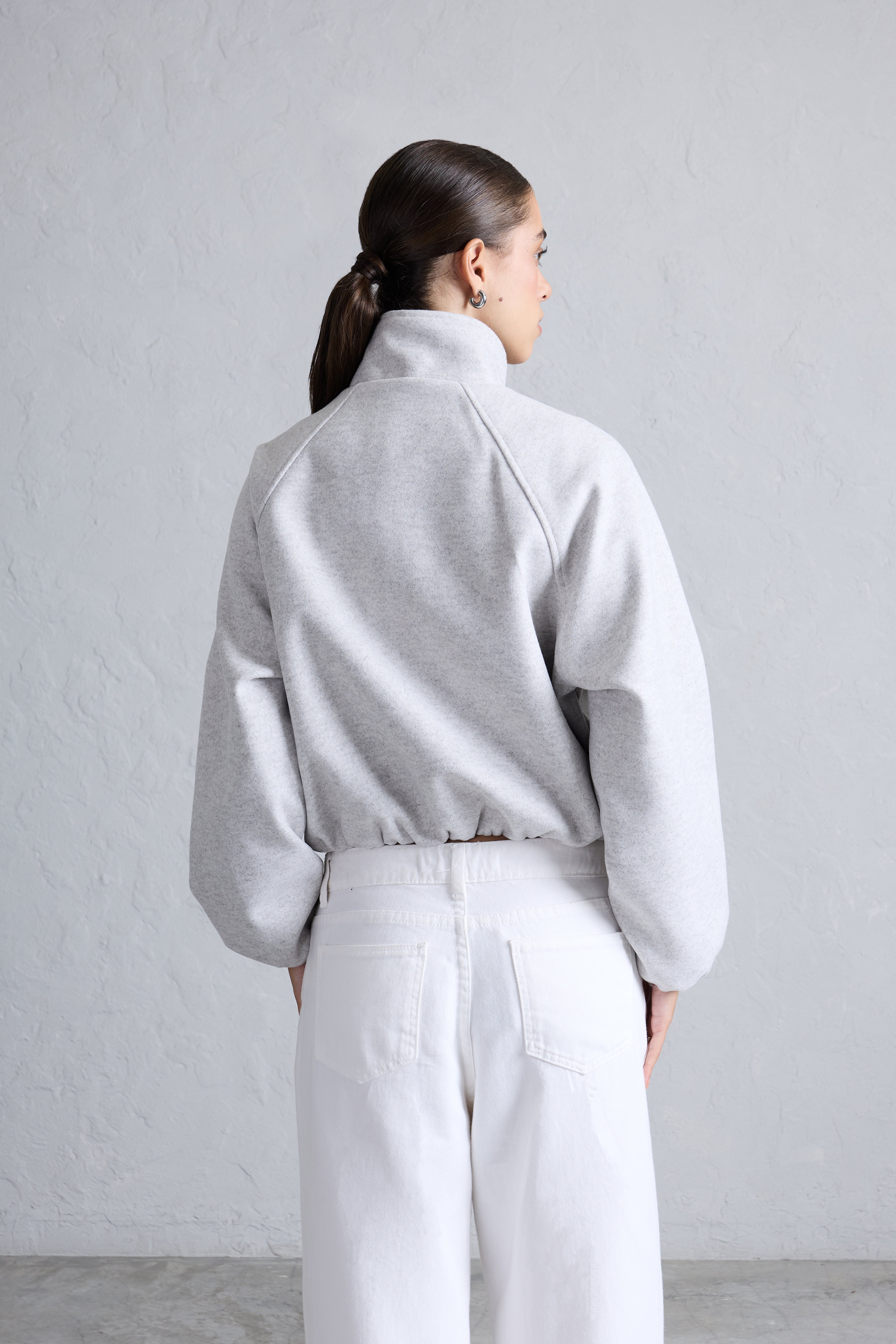 Casaca Bomber Manga Raglán - Gris