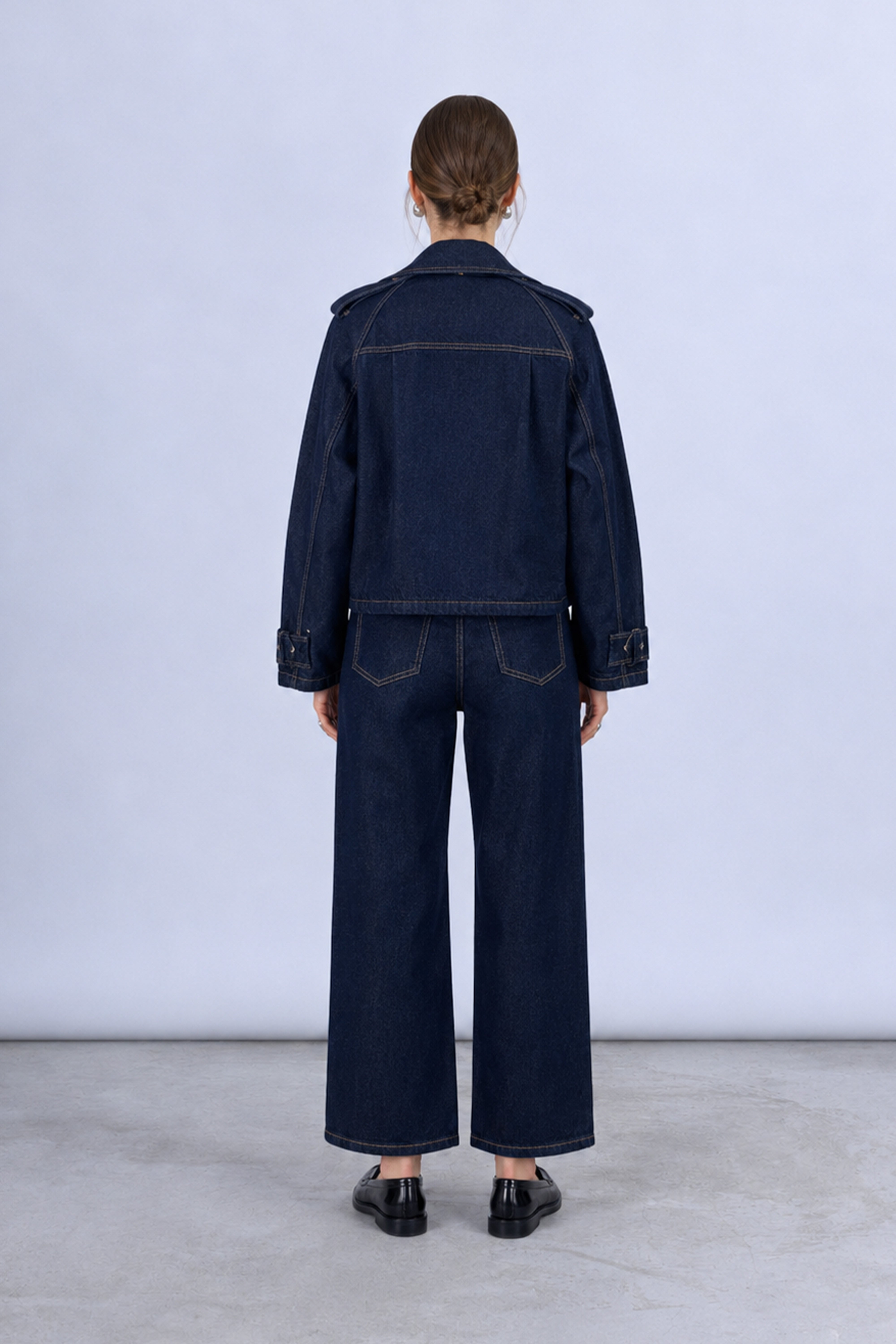 Casaca Denim Cuello Estructurado - Azul Índigo