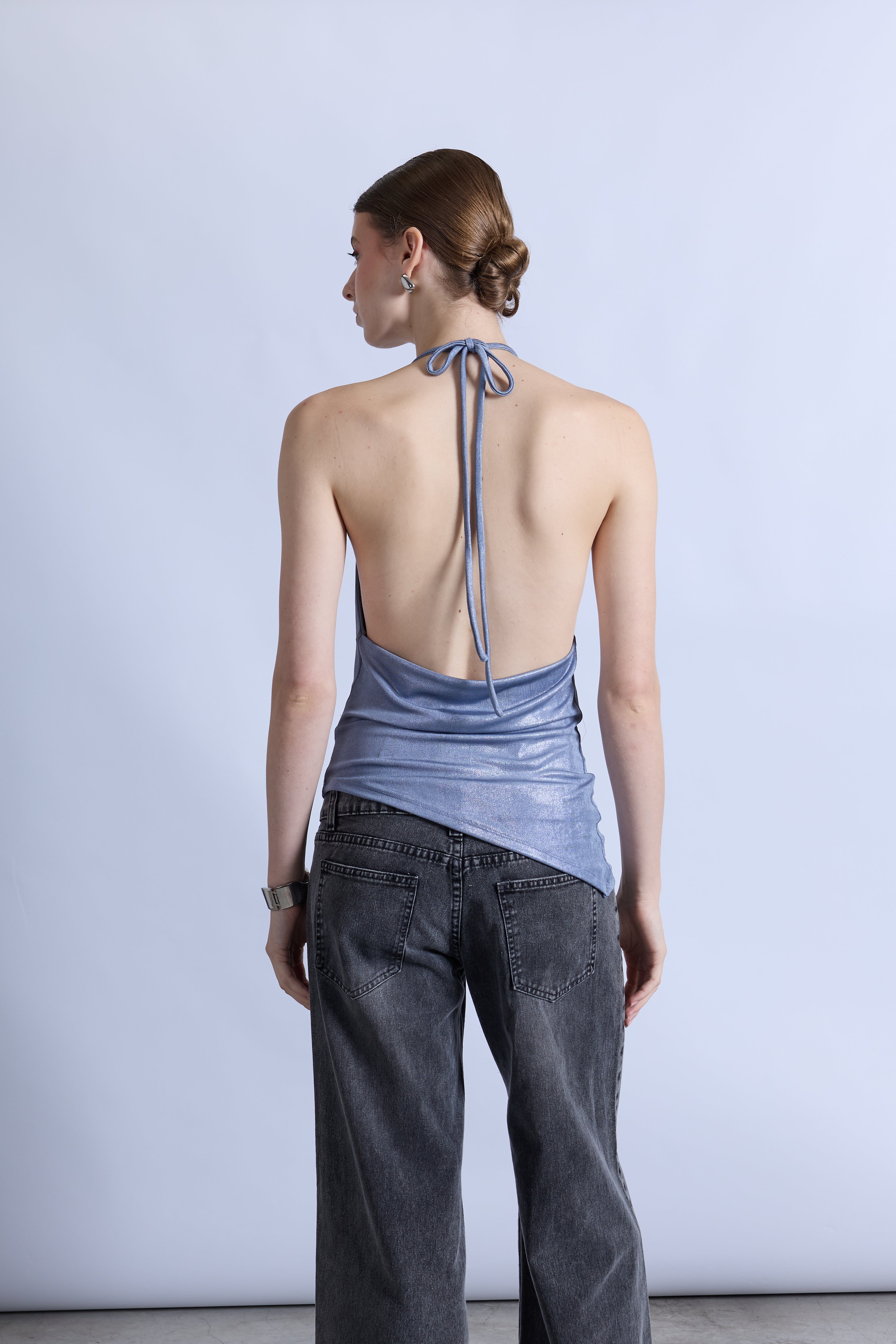 Top Halter Drapeado Brillo - Marina