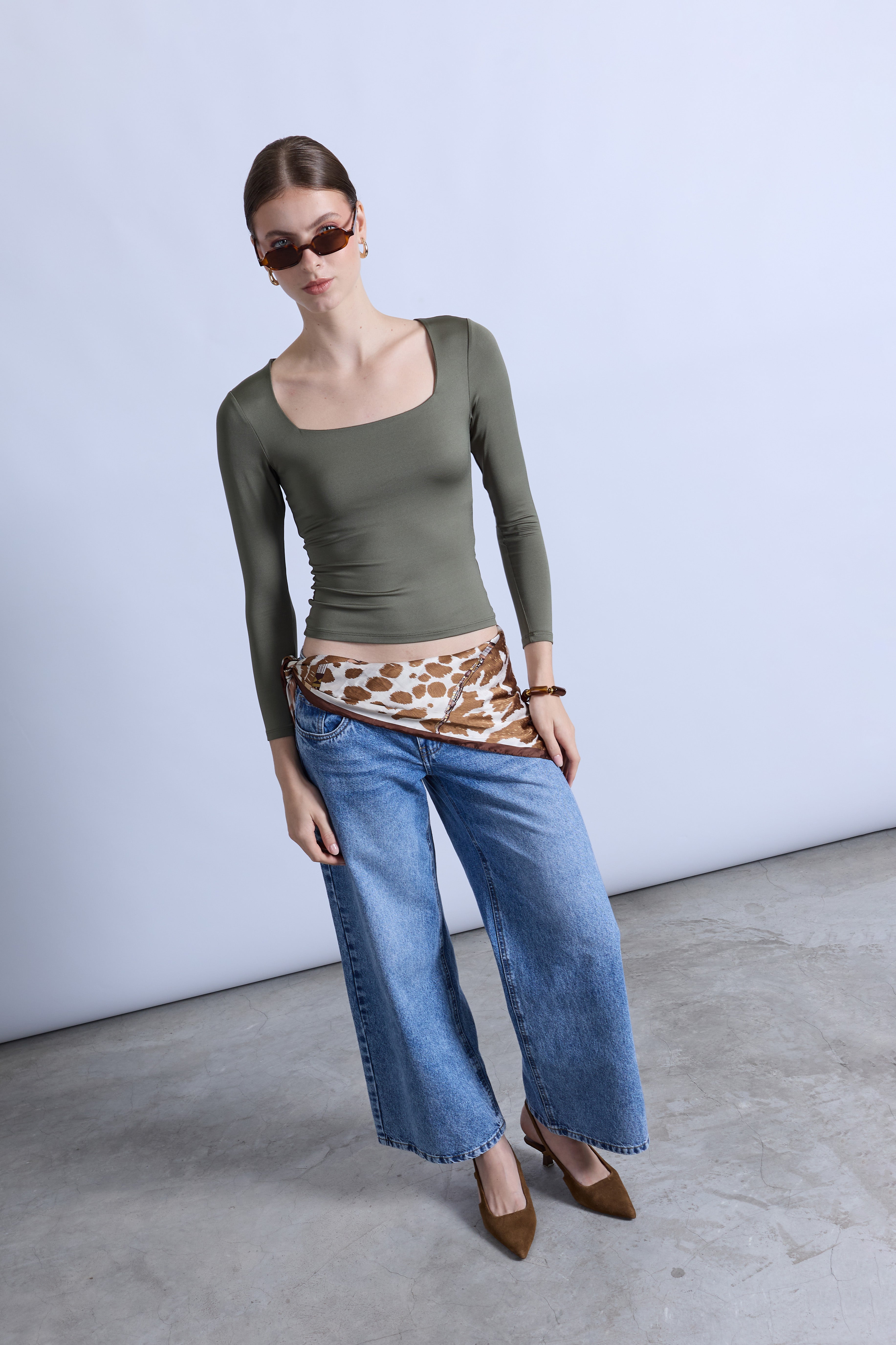Top Slim Escote Cuadrado - Verde Hoja