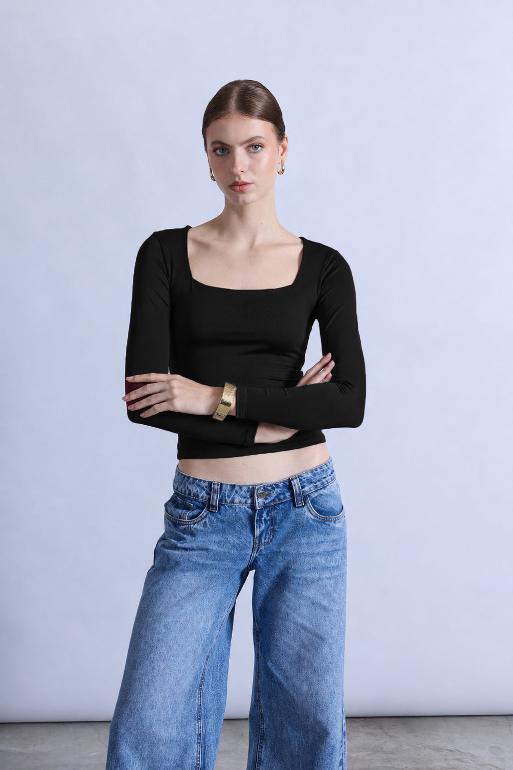 Top Slim Escote Cuadrado - Negro