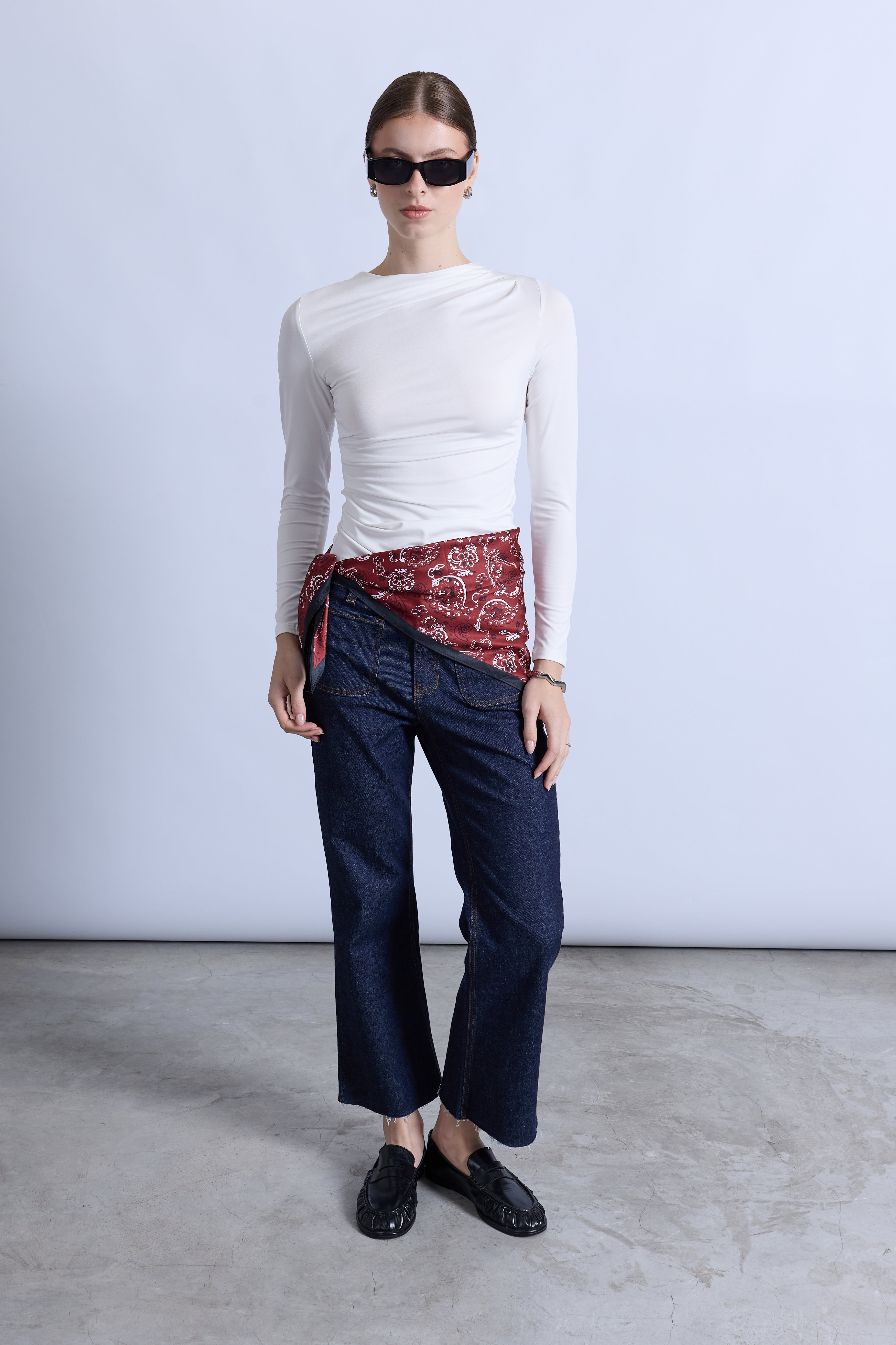 Top Drapeado Cuello Alto - Perla