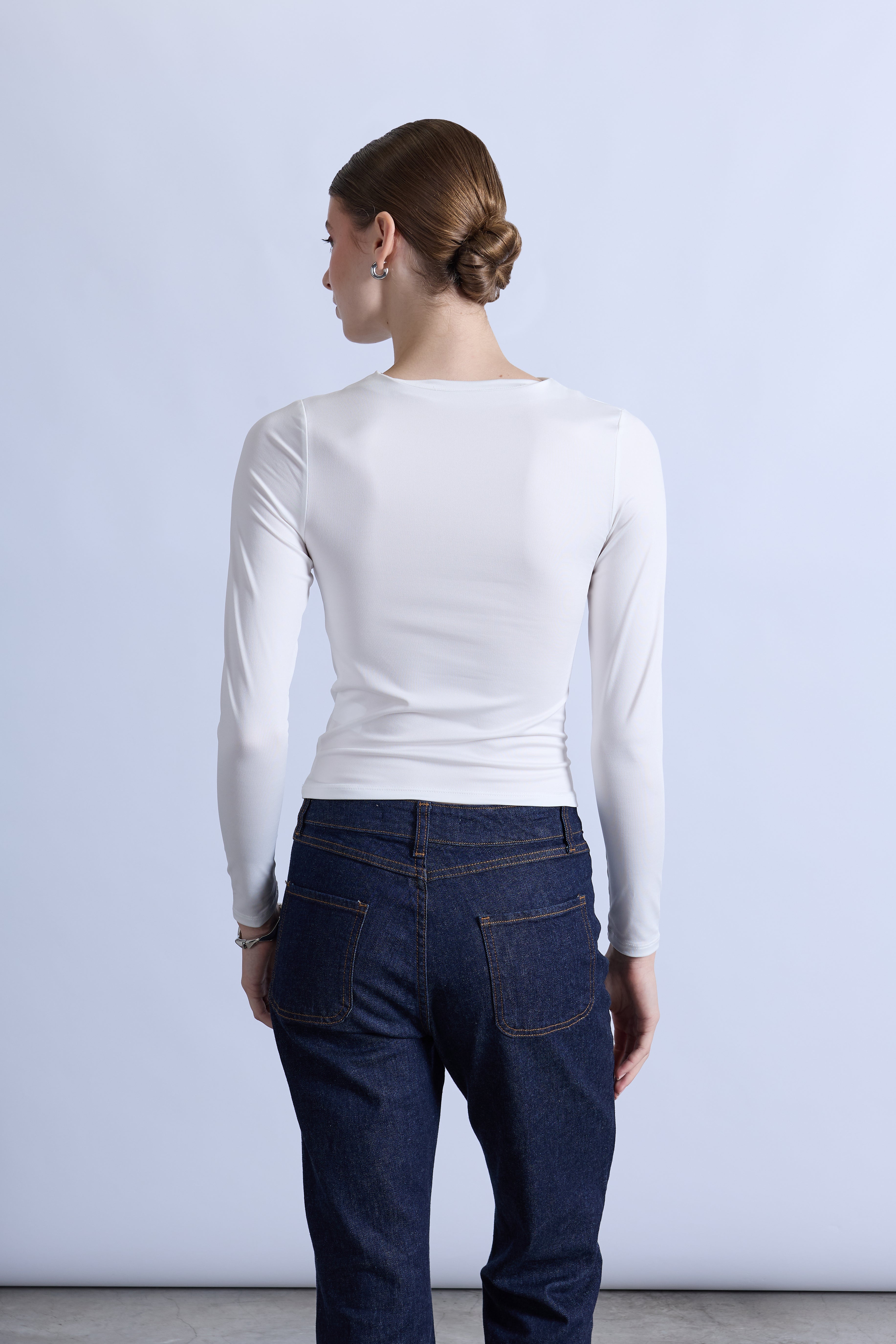 Top Drapeado Cuello Alto - Perla
