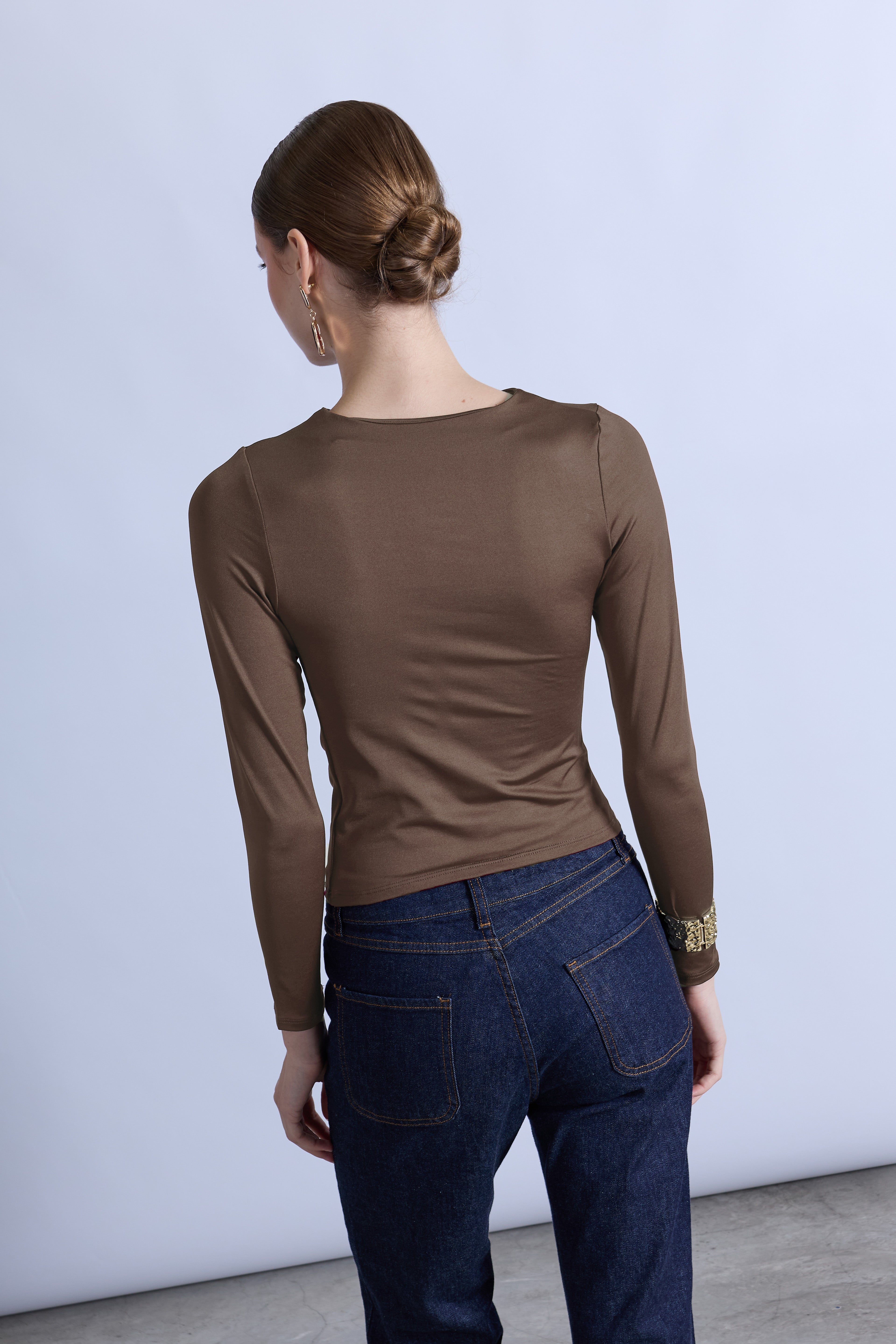 Top Drapeado Cuello Alto - Habano