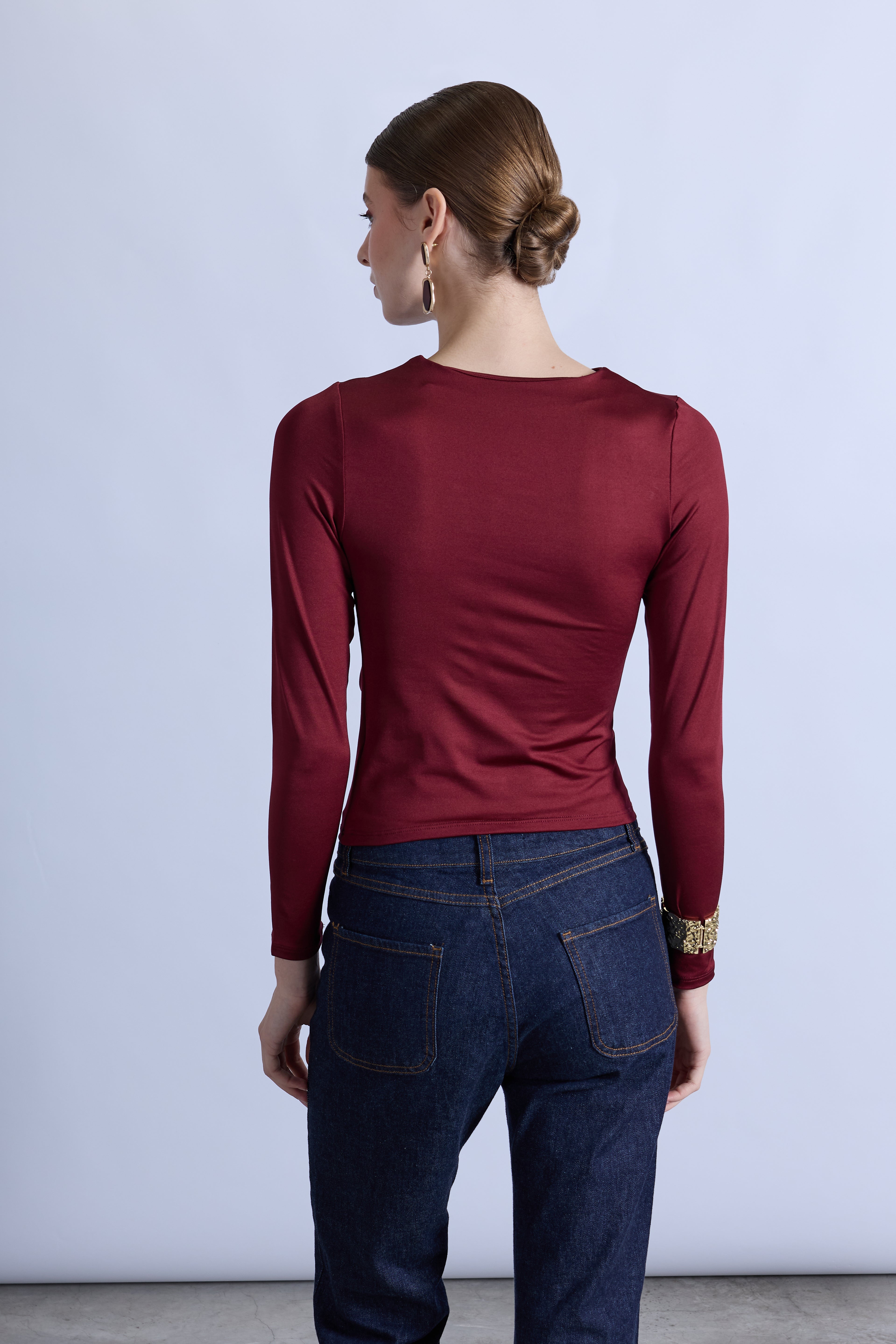 Top Drapeado Cuello Alto - Vino
