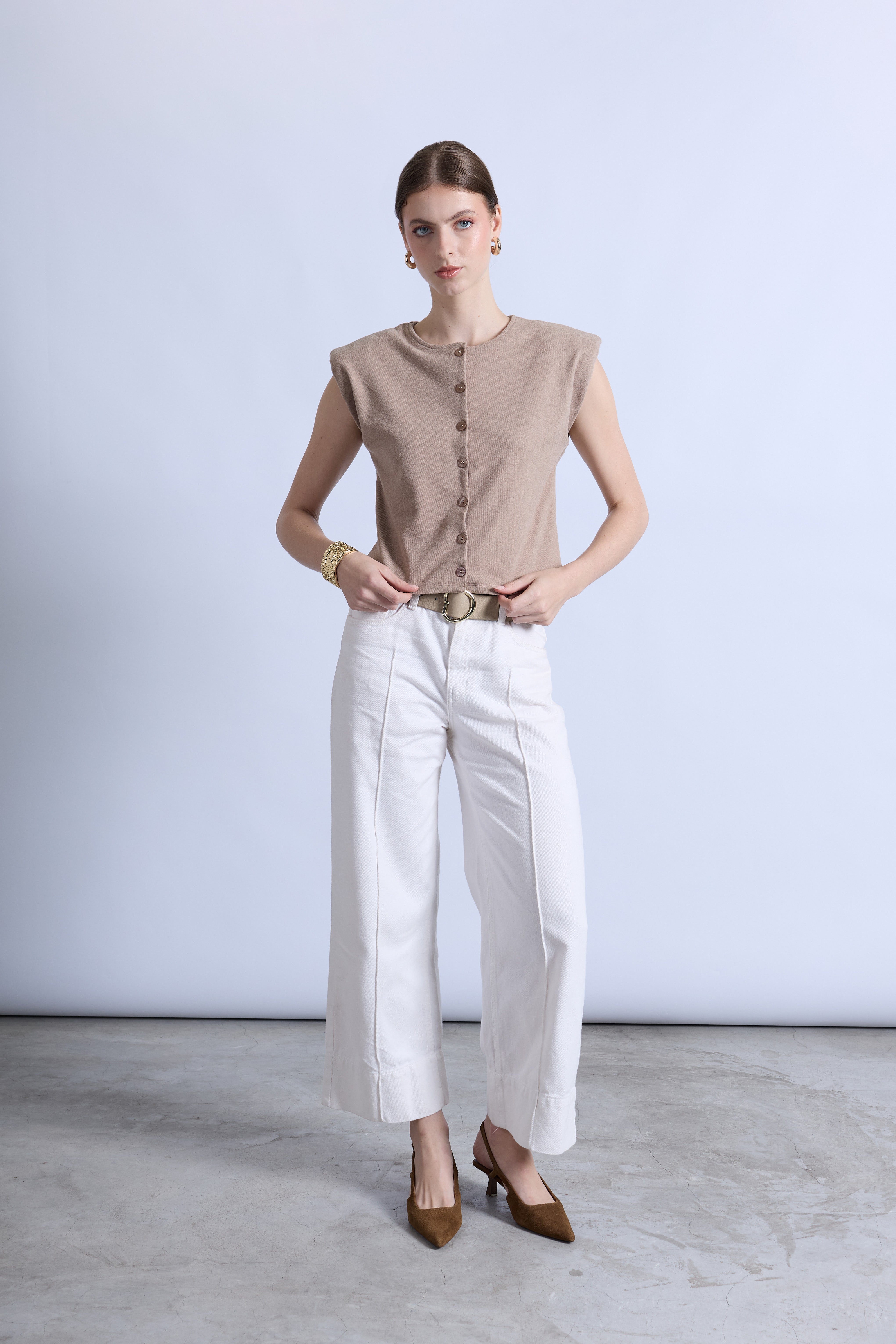 Chaleco Cropped - Beige