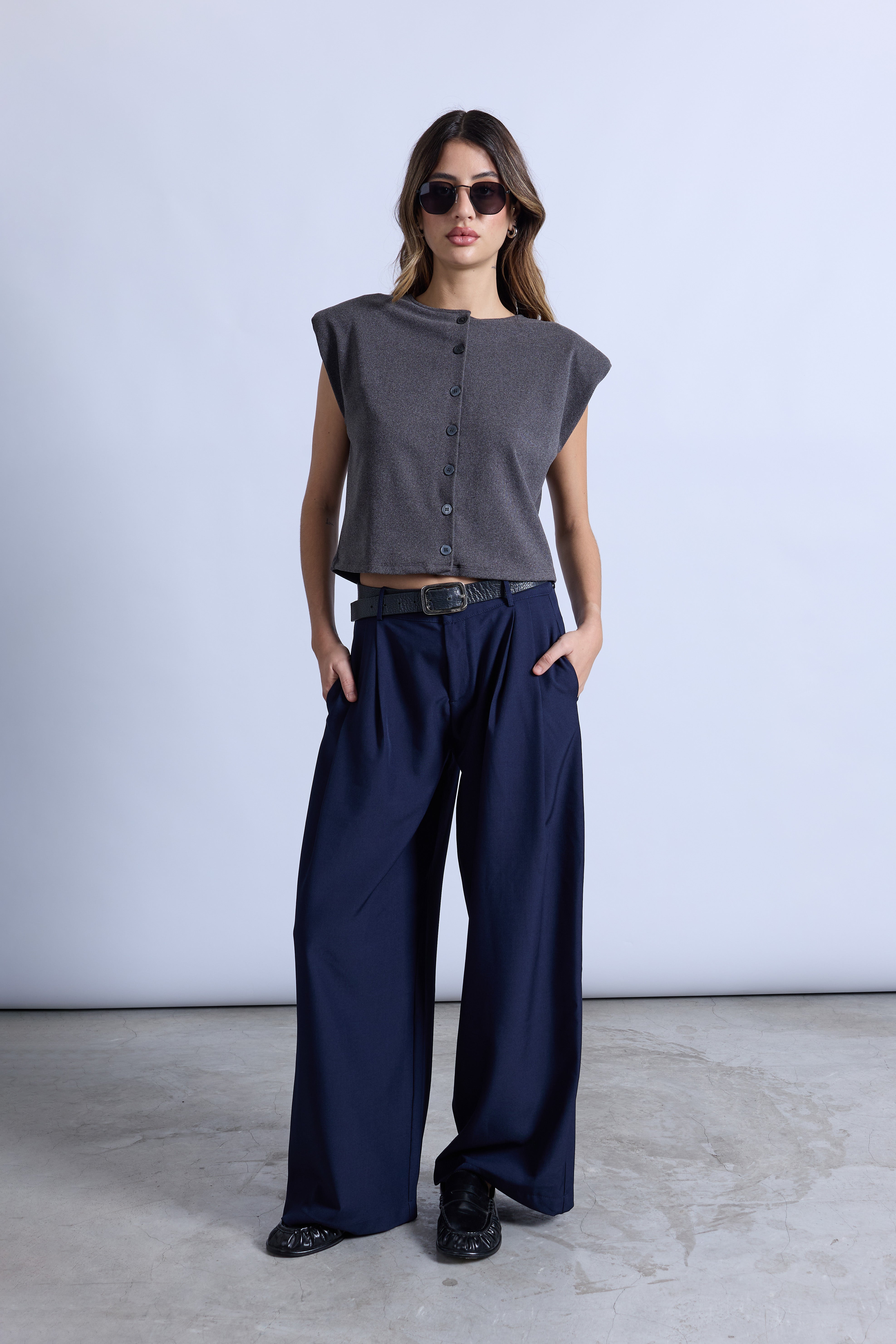 Chaleco Cropped - Plomo