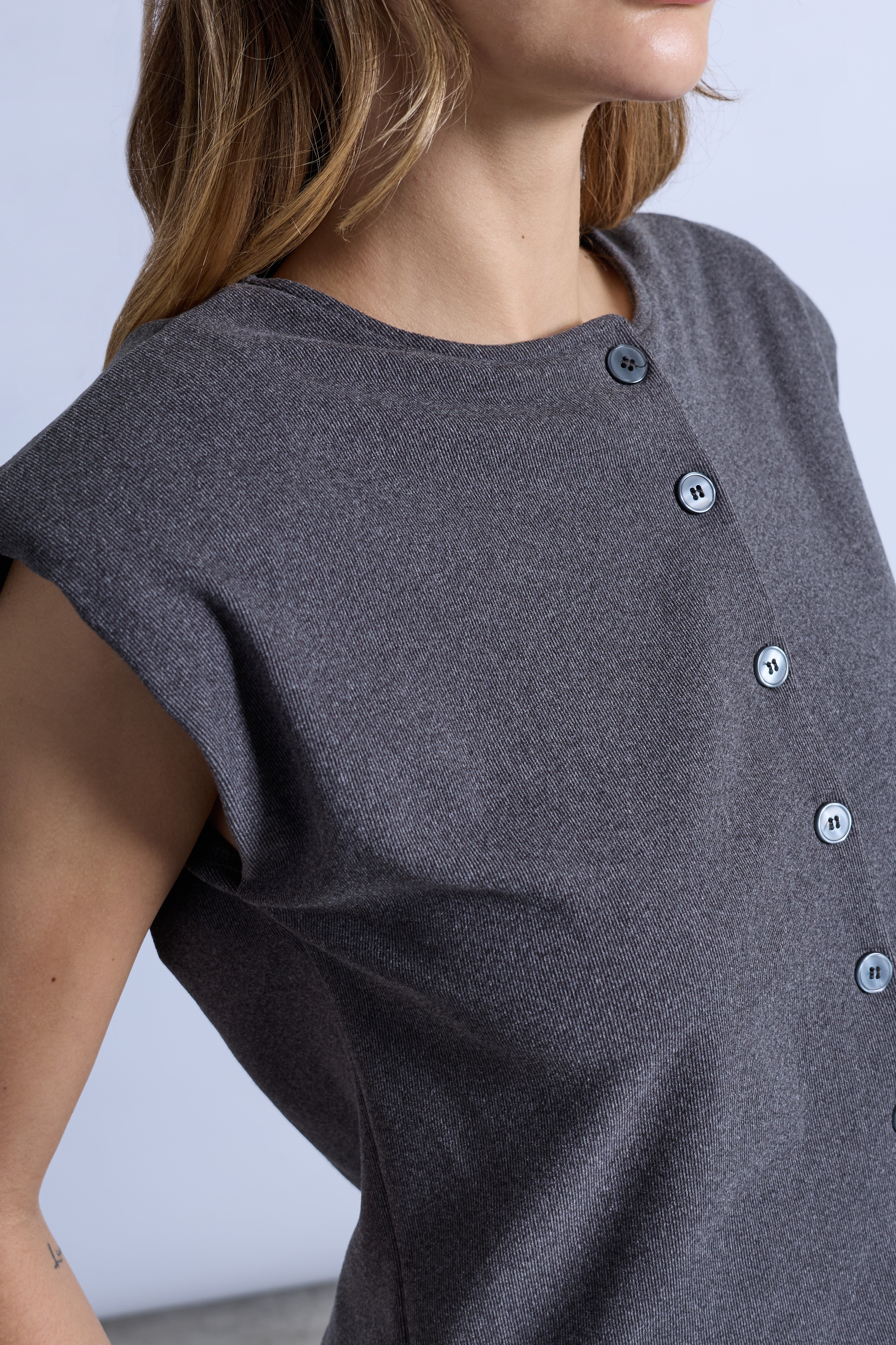 Chaleco Cropped - Plomo