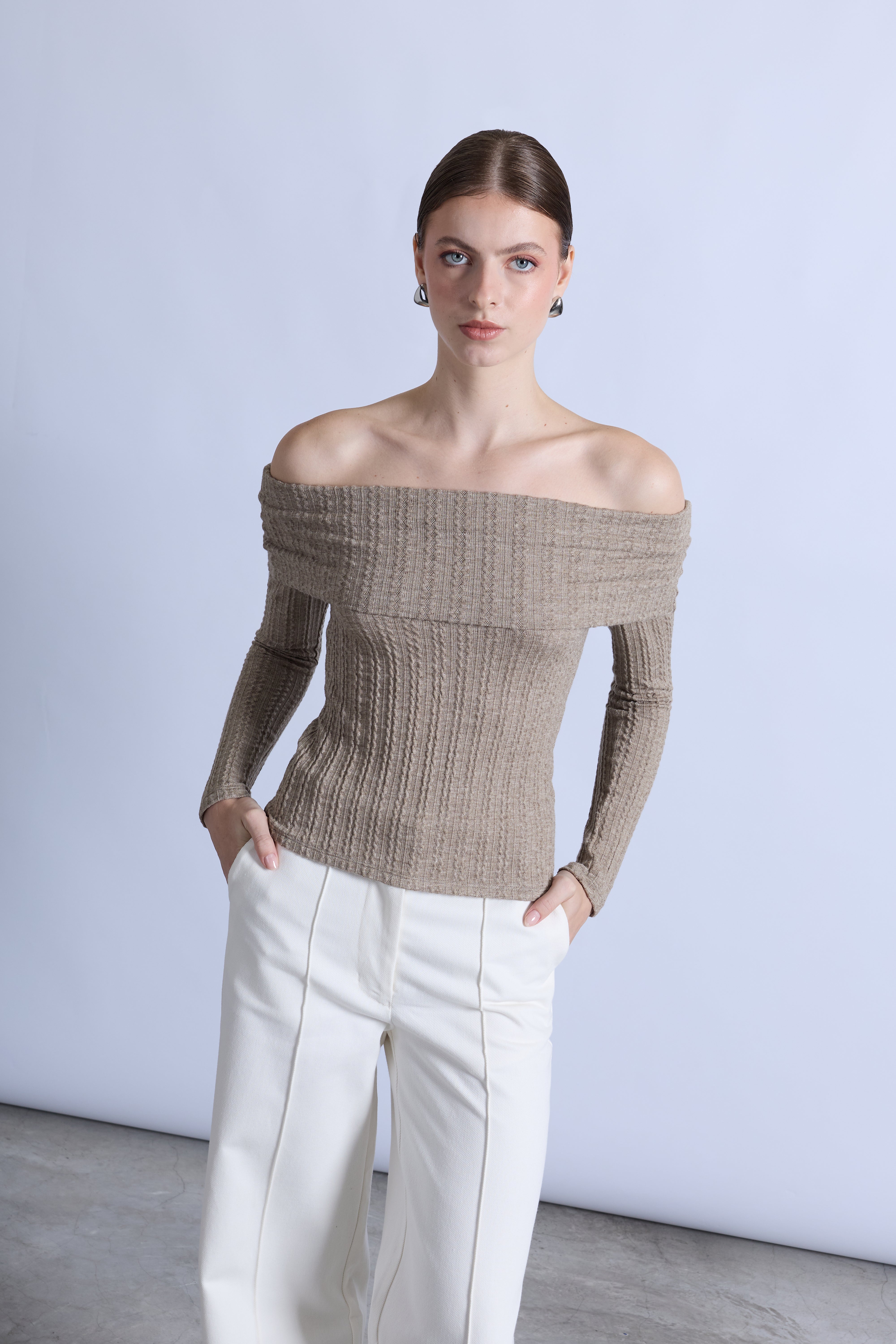 Sweater Off Shoulder - Topo