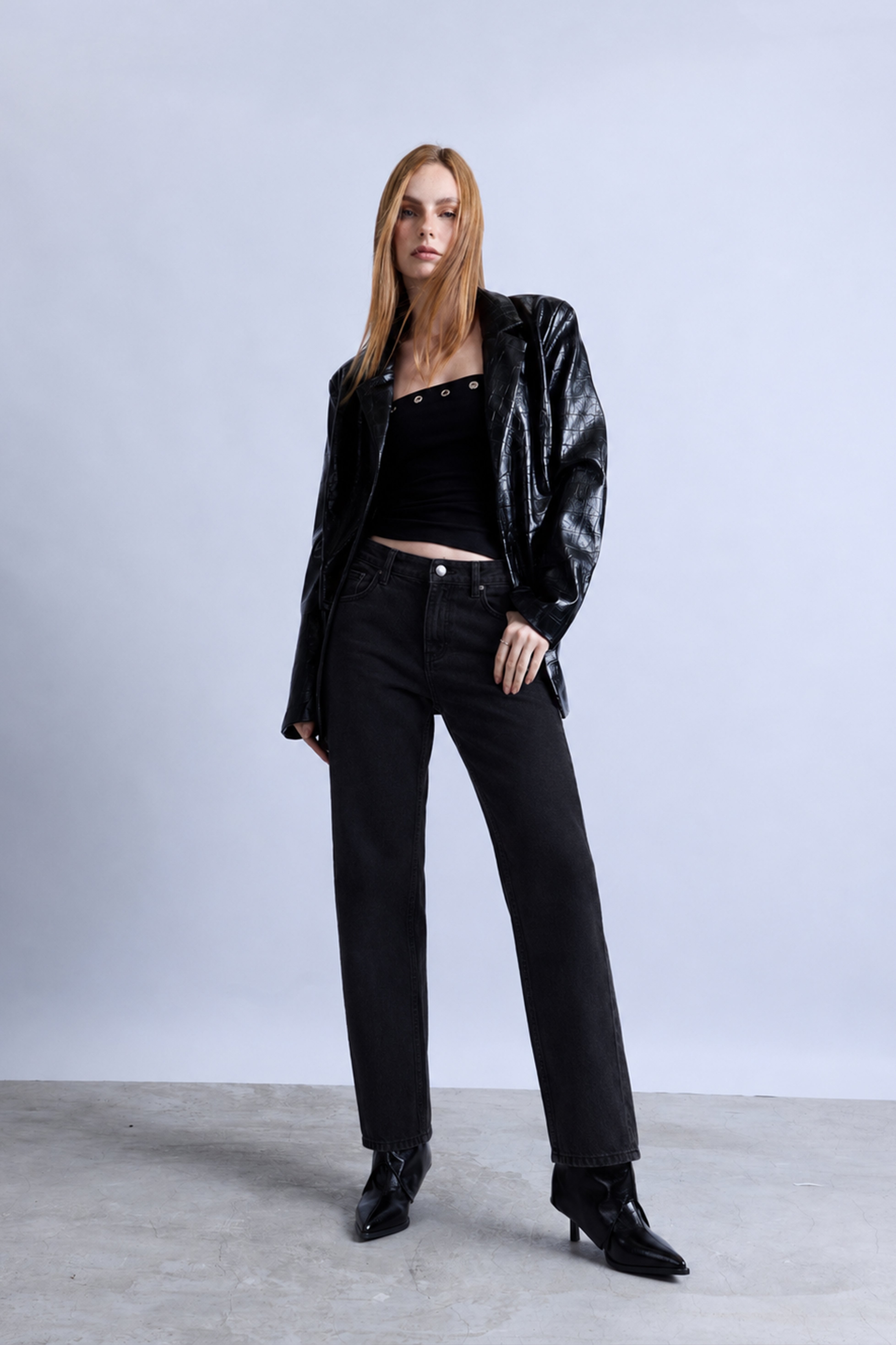 Pantalón Denim Barrel Tiro Alto - Negro