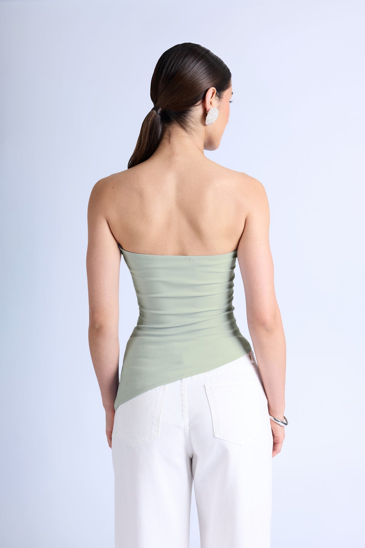 Top Strapless Pliegues - Verde Olivo