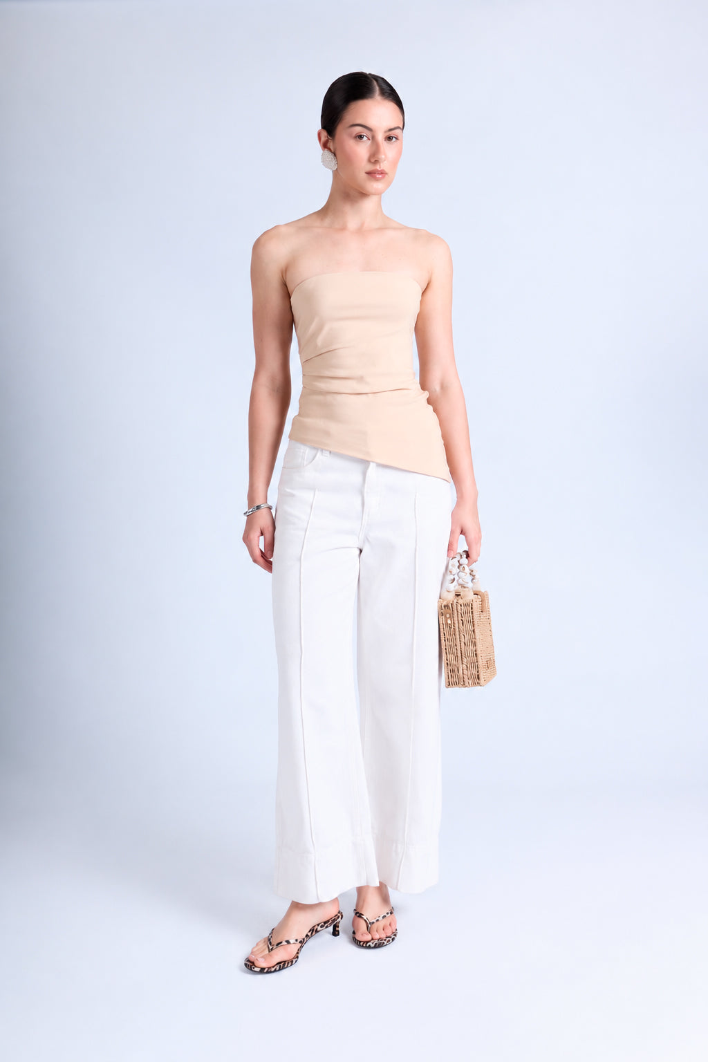 Pantalón Denim Wide Leg - Ecru