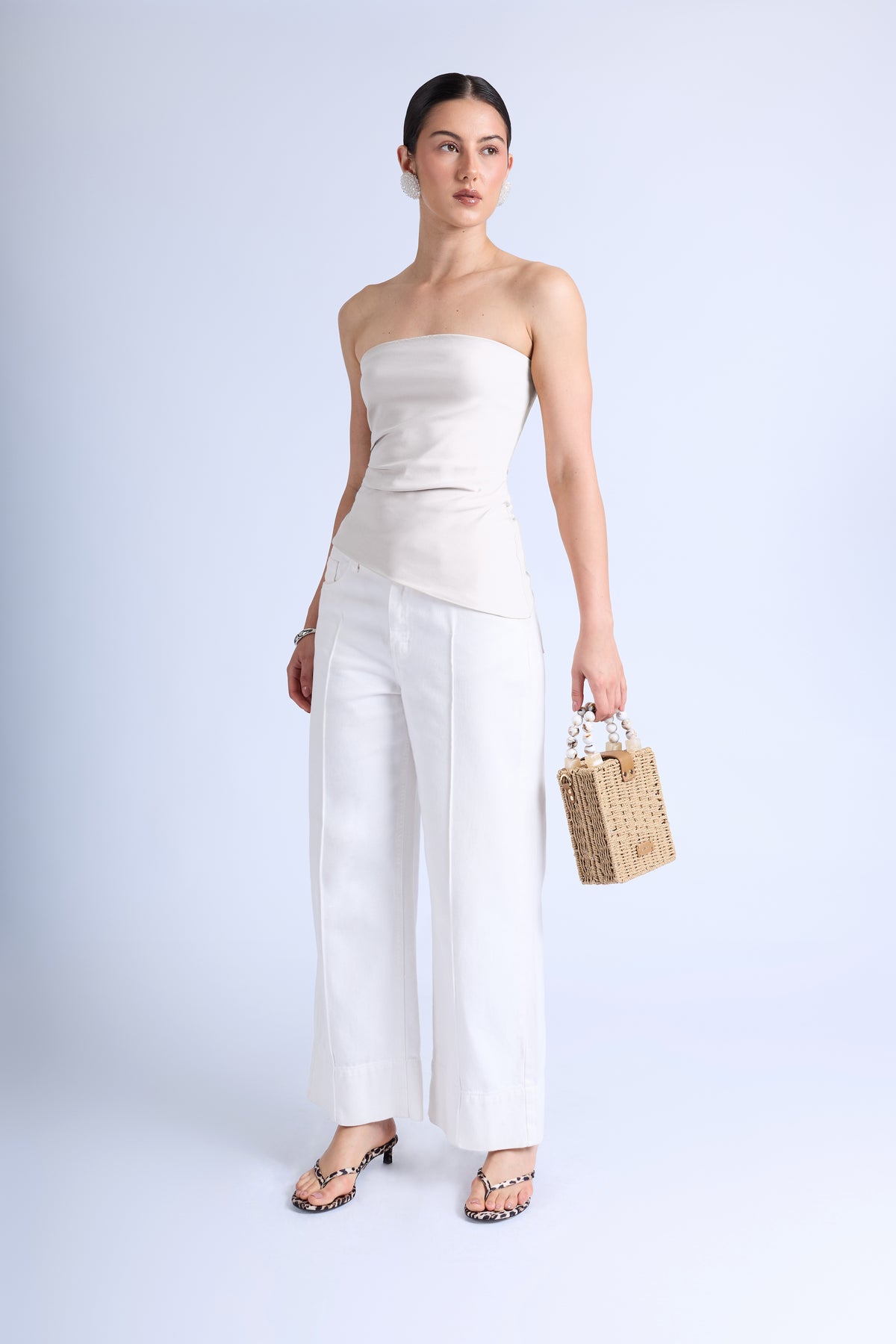 Top Strapless Pliegues - Perla