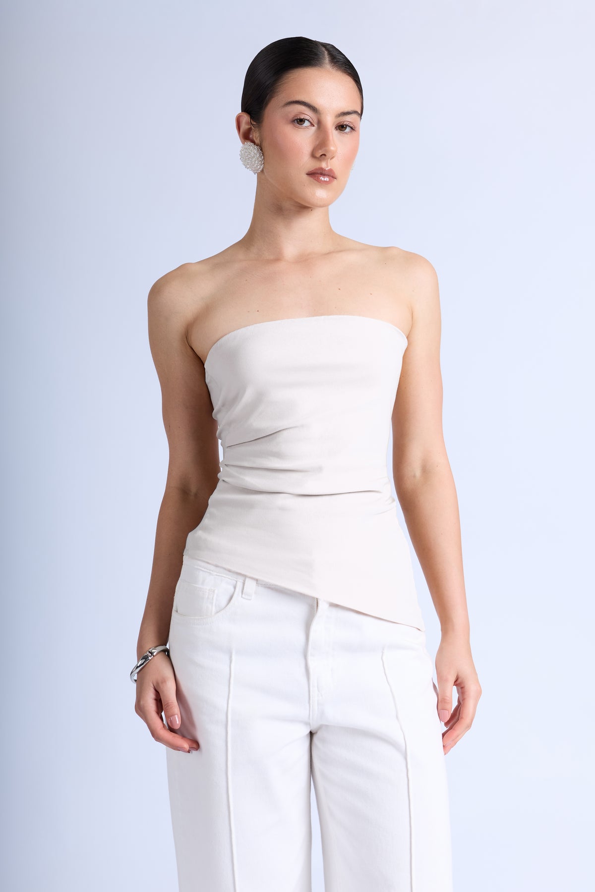 Top Strapless Pliegues - Perla