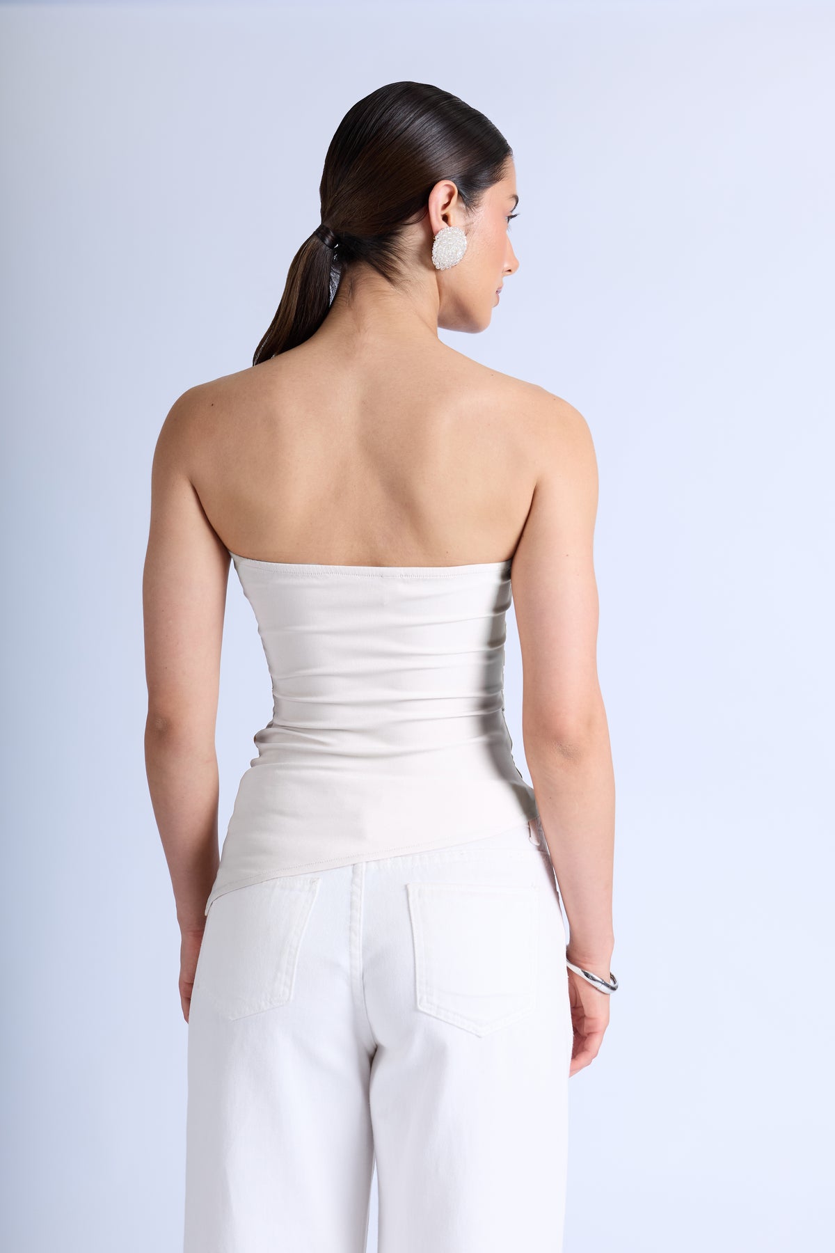 Top Strapless Pliegues - Perla