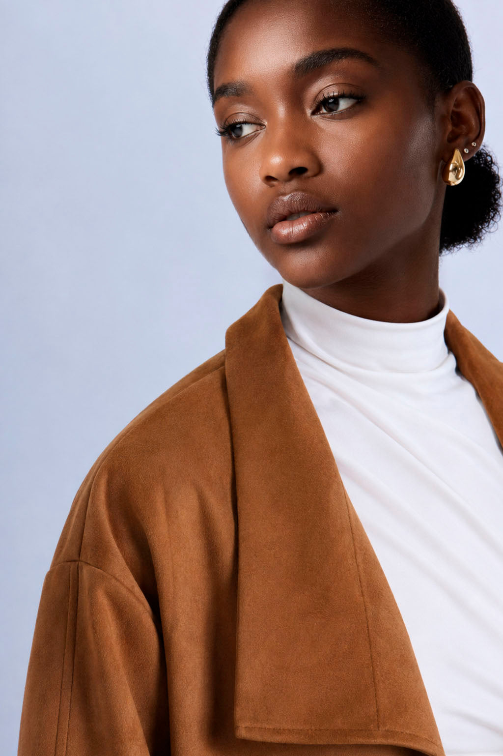 Chaqueta Cropped Solapa Amplia - Camell