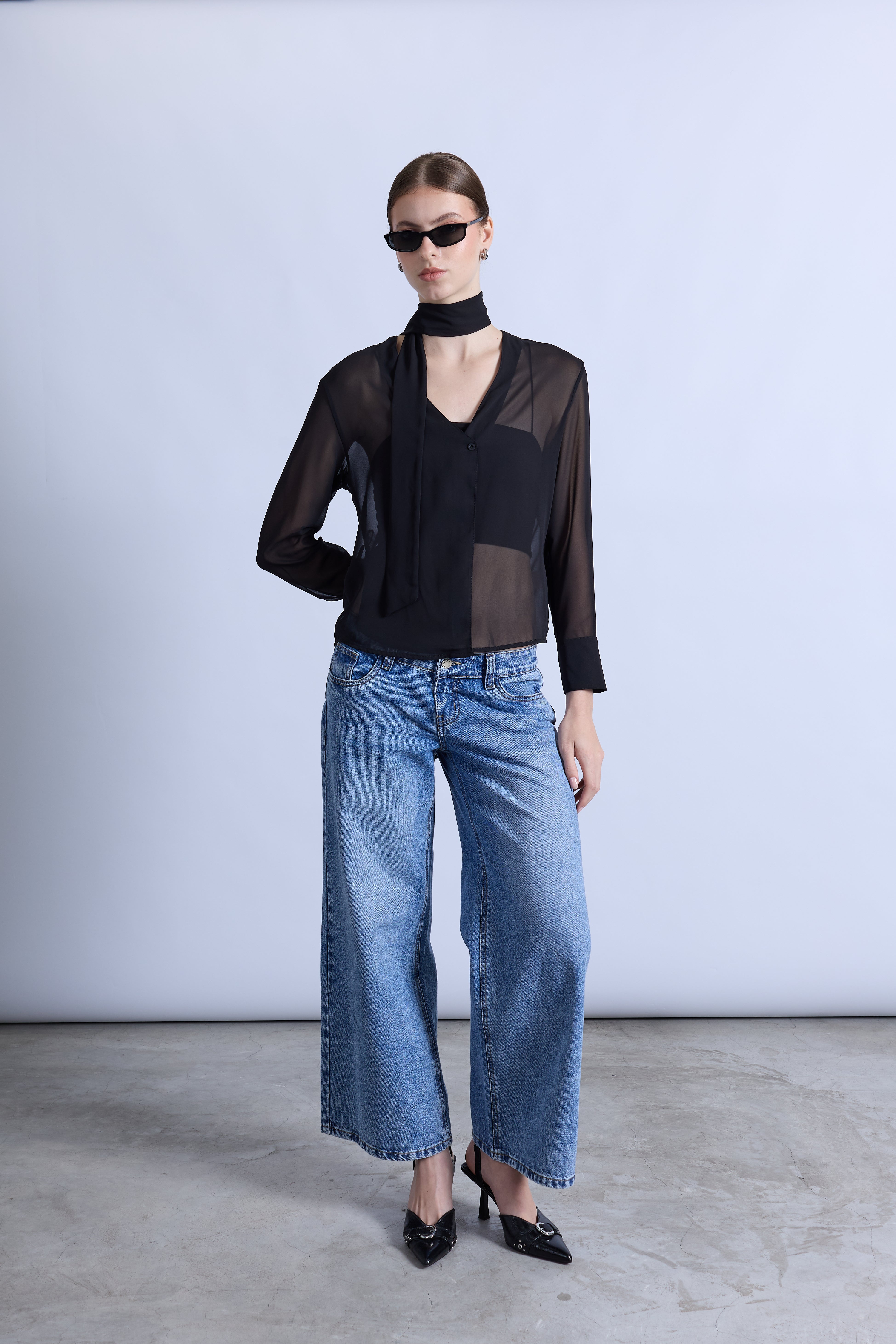 Blusa con Fular - Negro