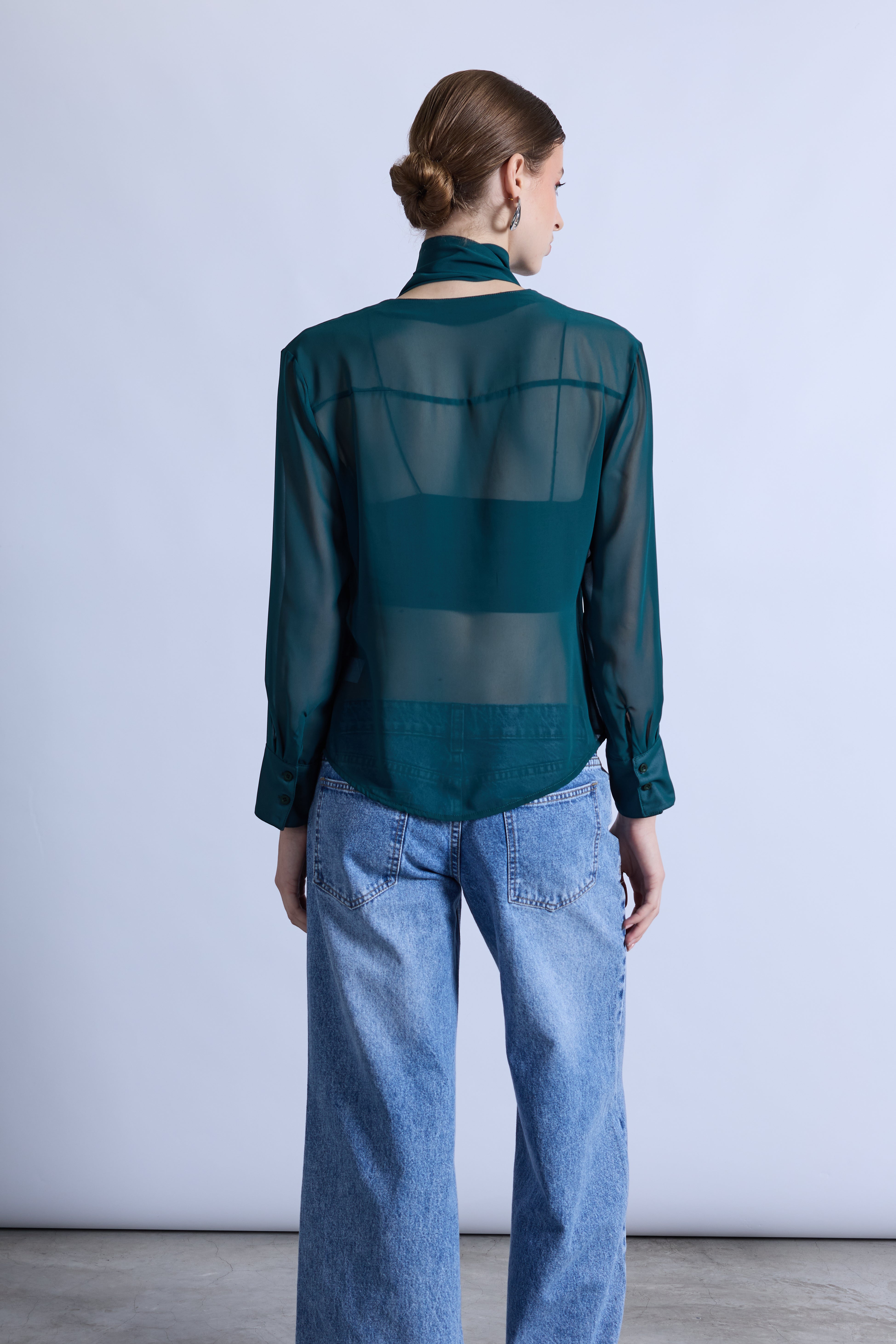 Blusa con Fular - Verde Botella