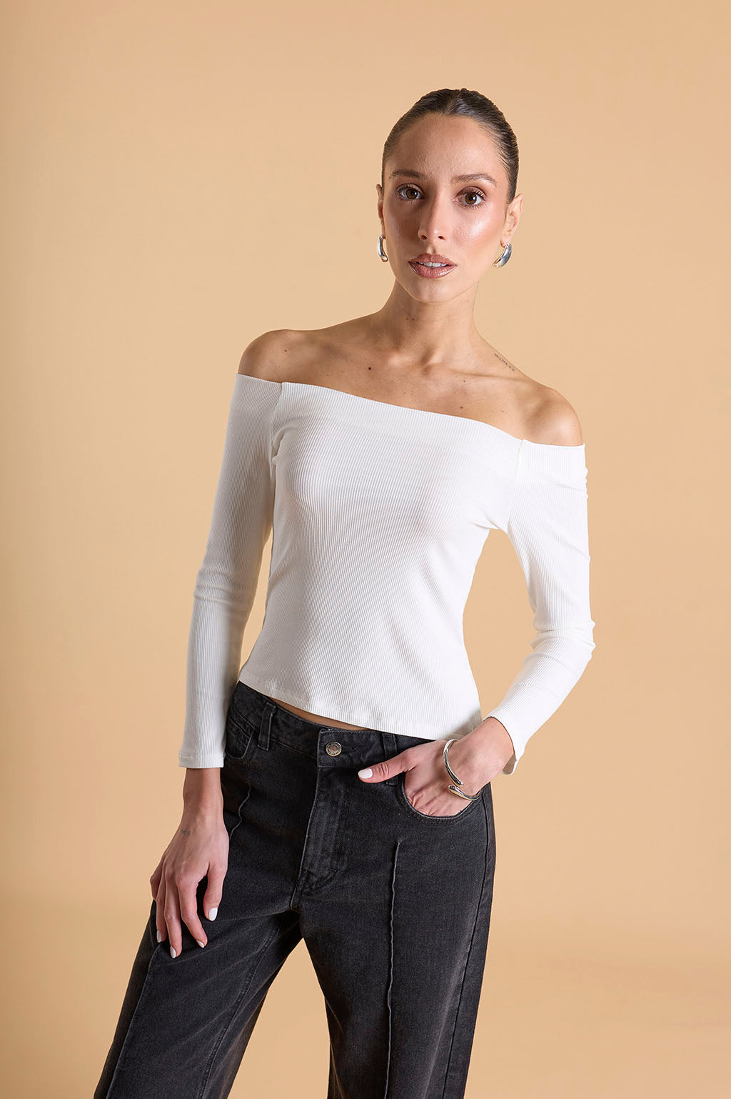 Top Bardot Canalé - Perla