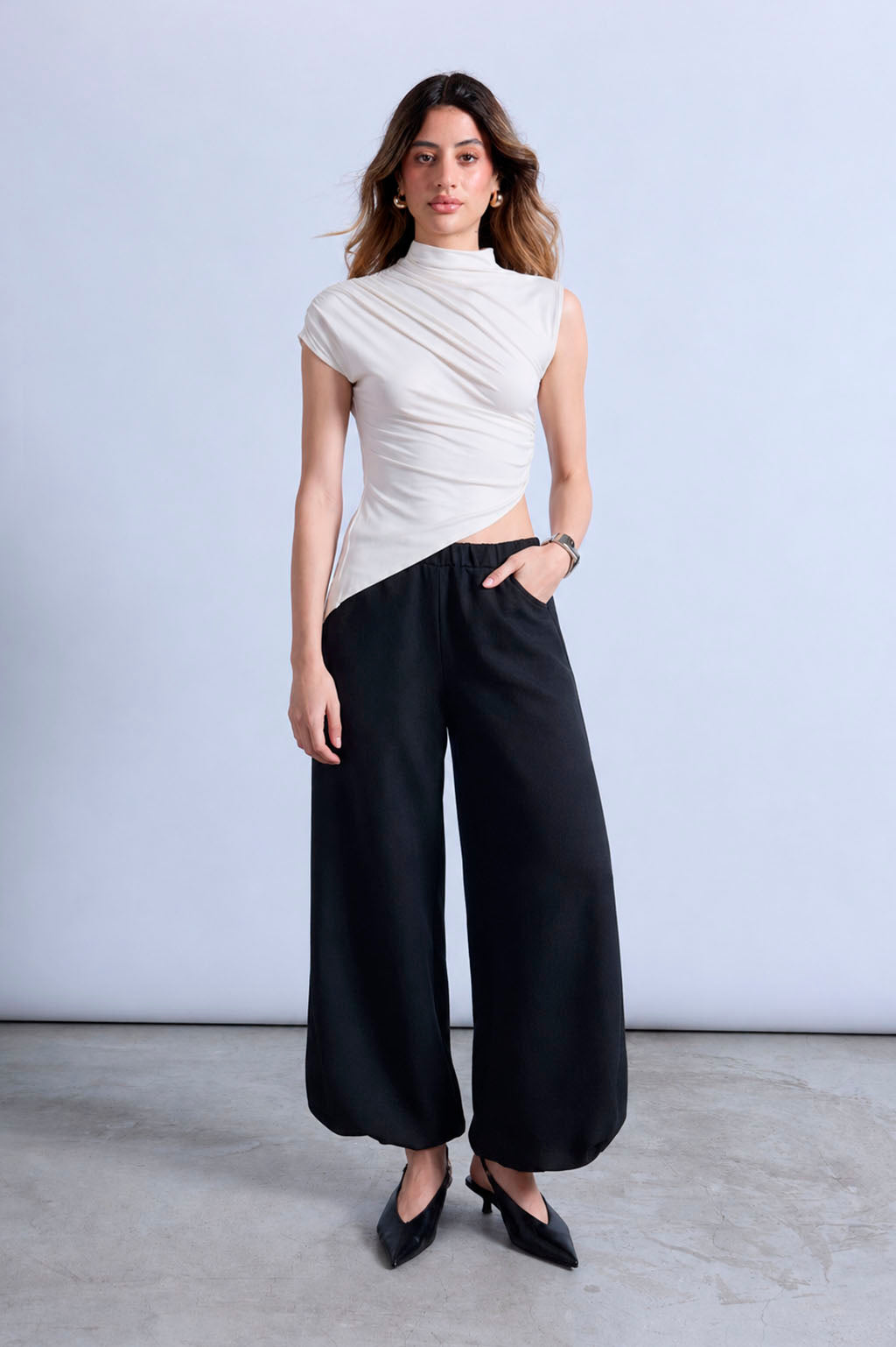 Pantalón Harem Fluido - Negro