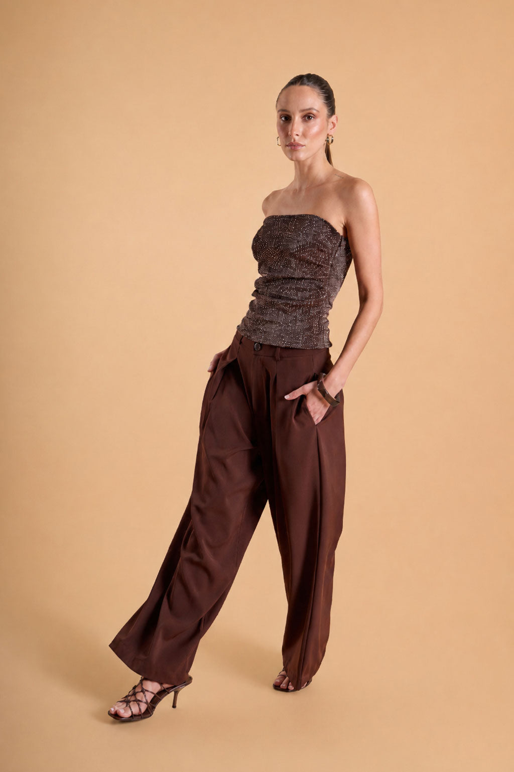 Top Strapless Brillo - Lacre