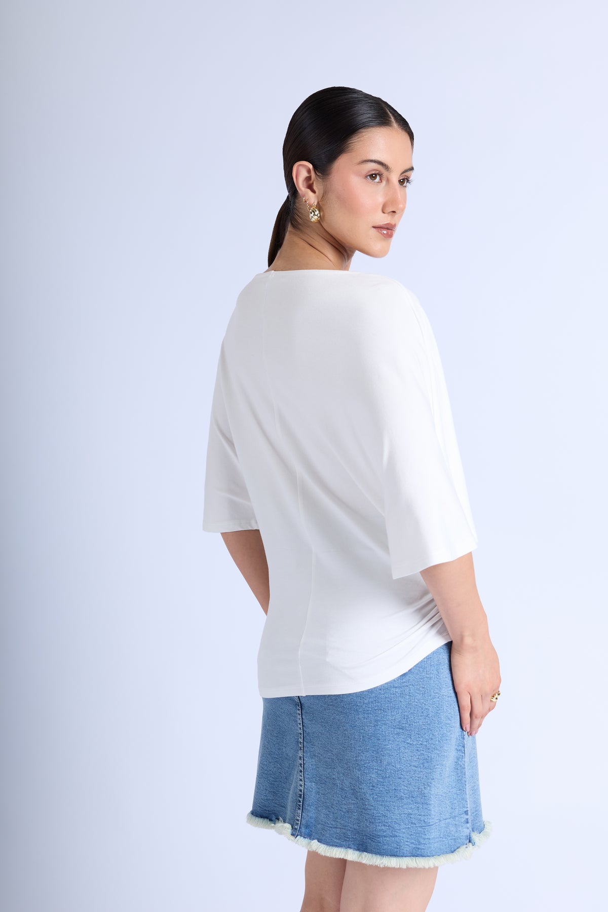 Blusa Básica Manga Amplia - Hueso