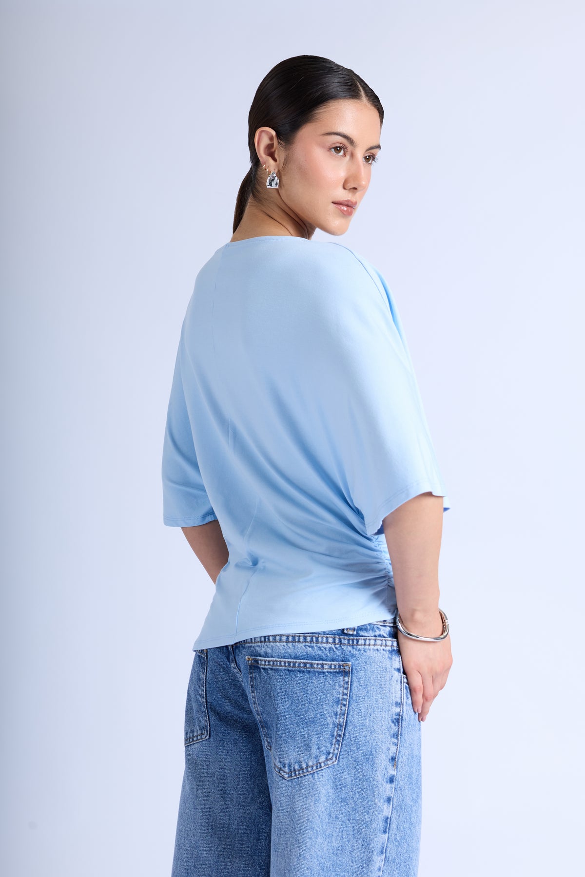 Blusa Básica Manga Amplia - Celeste