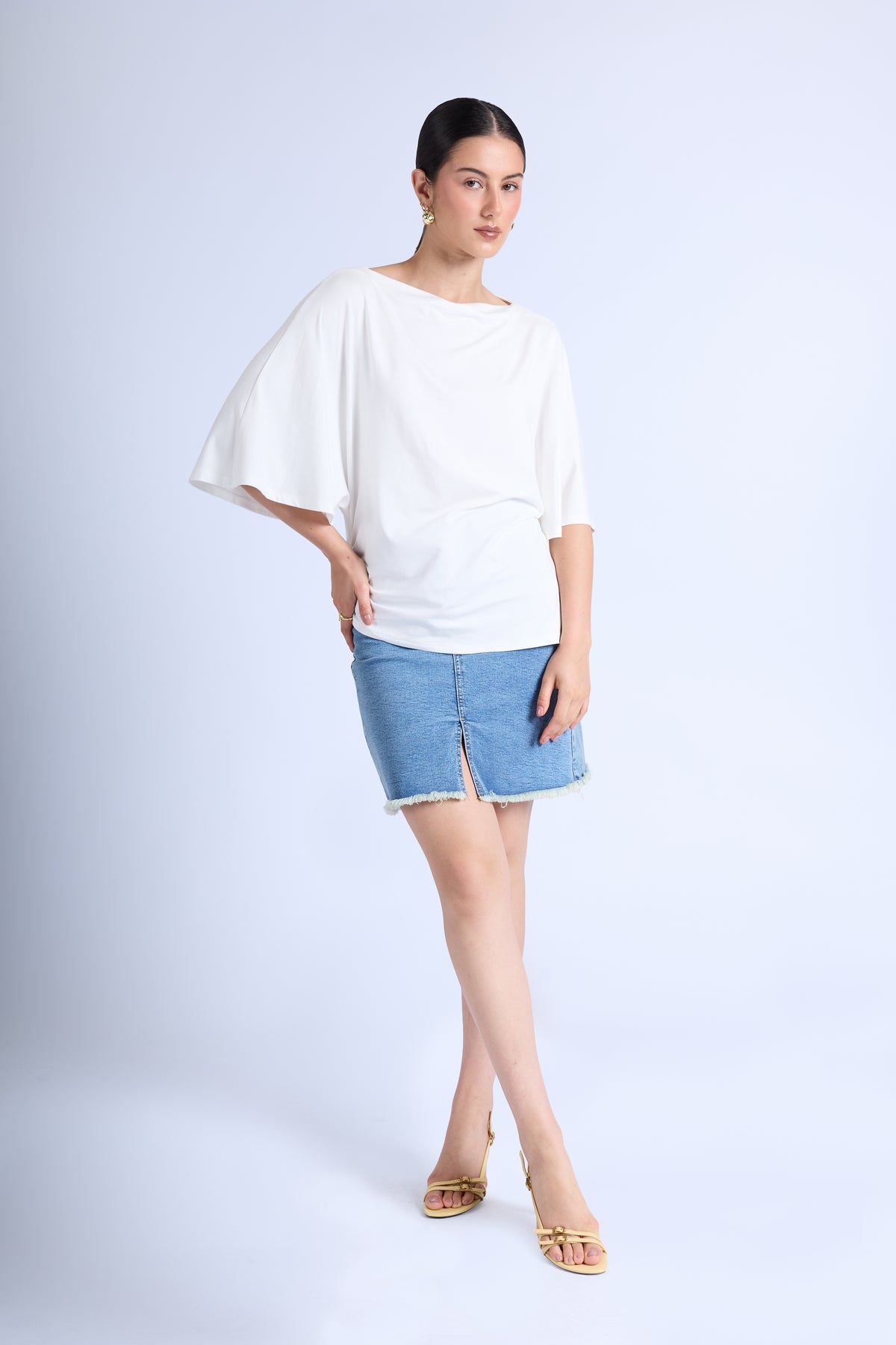 Blusa Básica Manga Amplia - Hueso