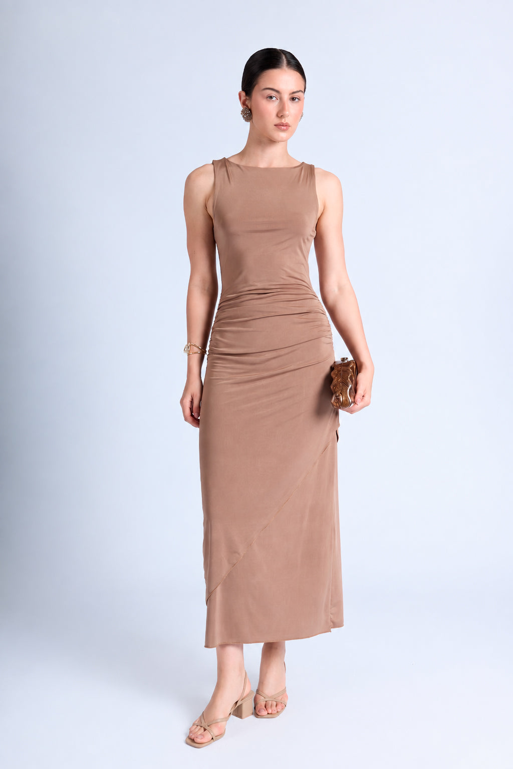 Vestido Midi Asimétrico - Topo